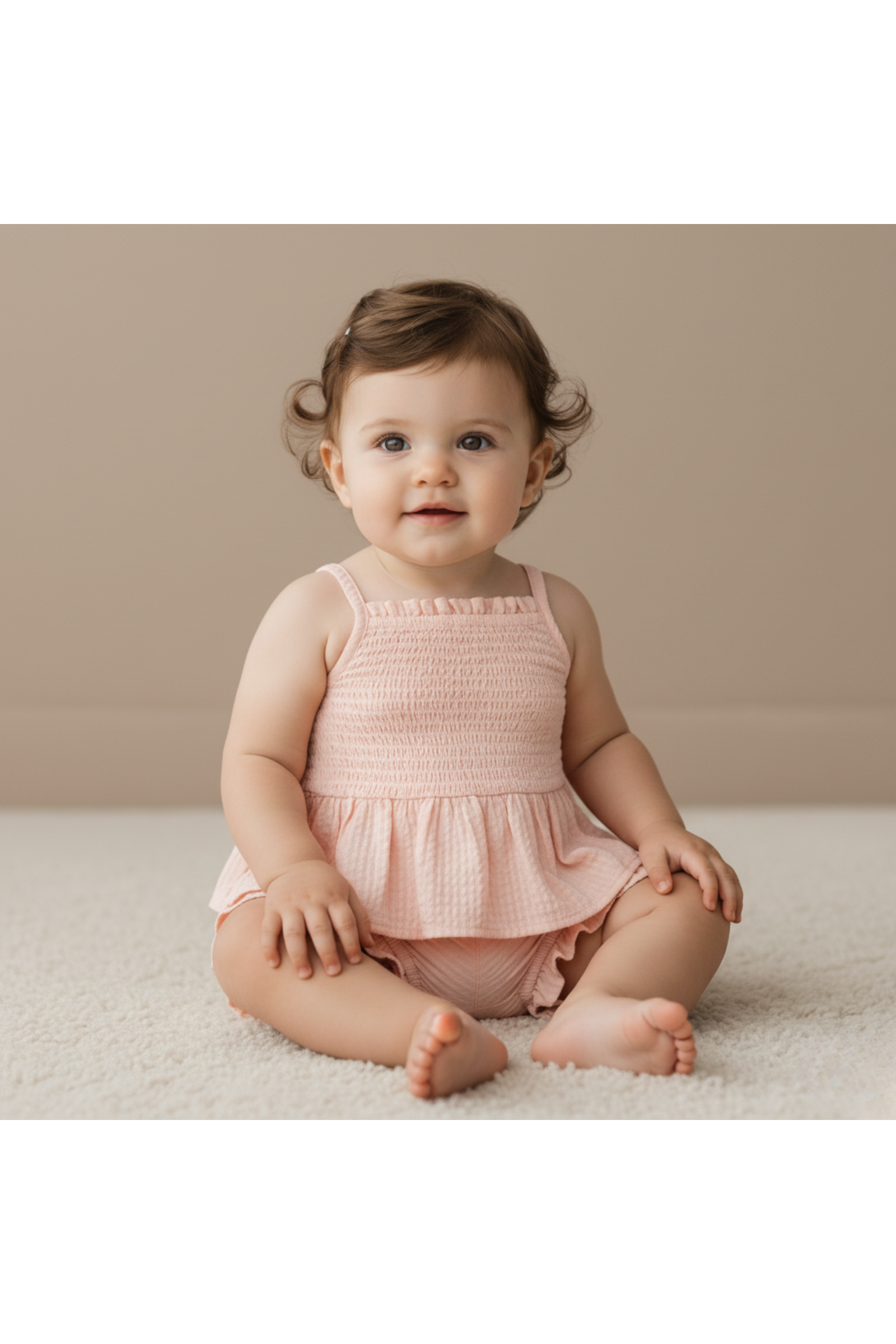 Organic Smocked Top And Bloomer Set - Blush