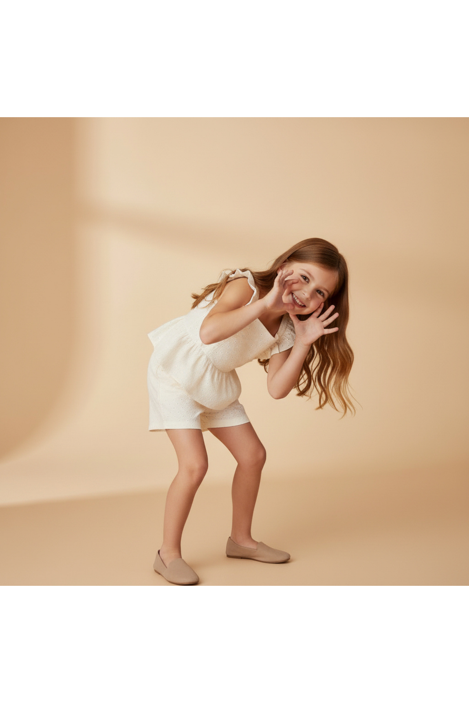 Organic Eyelet Flutter Top And Shorts Set - Ivory Eyelet