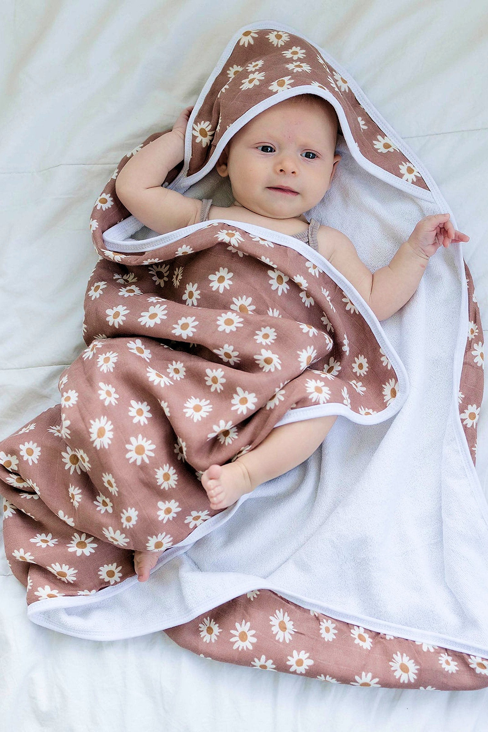 Daisy Dream Muslin Hooded Towel, 100% Cotton, Baby Essentials