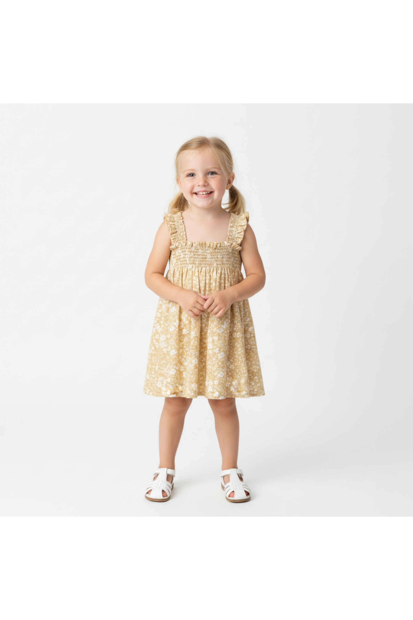 Organic Smocked Sundress - Yellow Blossom