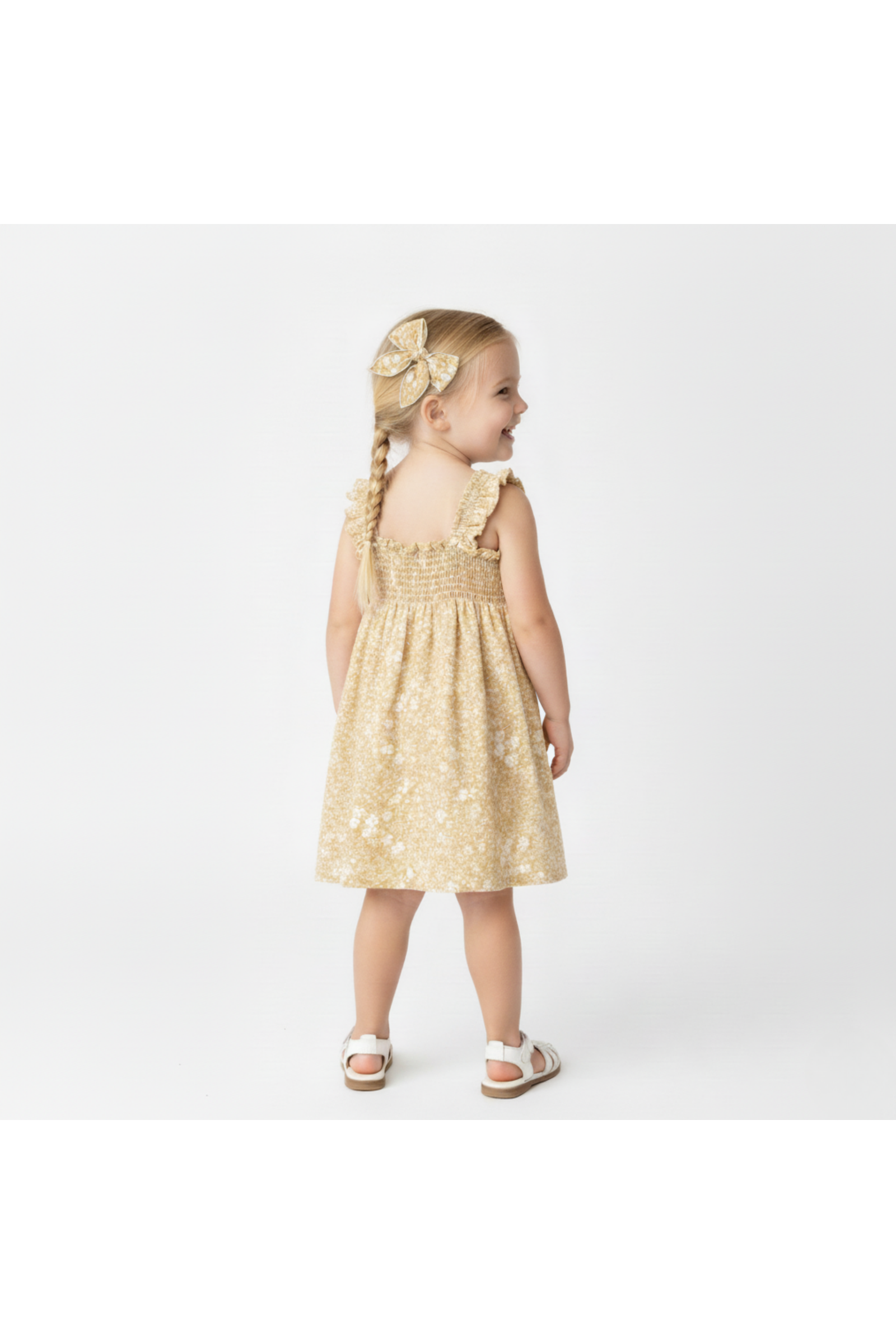 Organic Smocked Sundress - Yellow Blossom