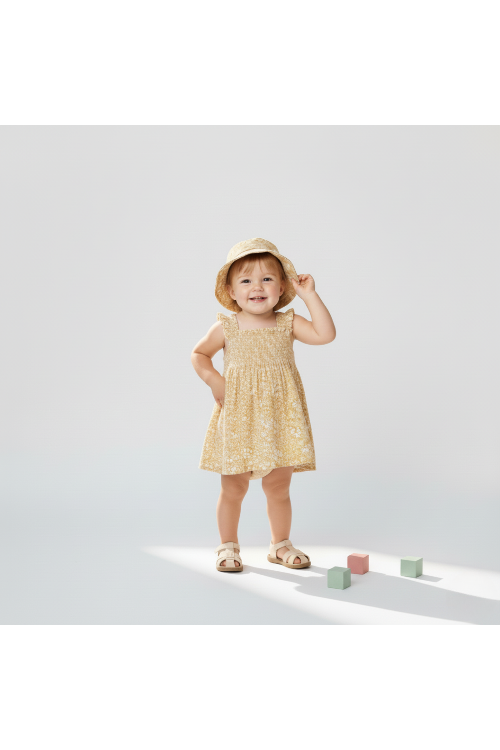 Organic Smocked Sundress - Yellow Blossom