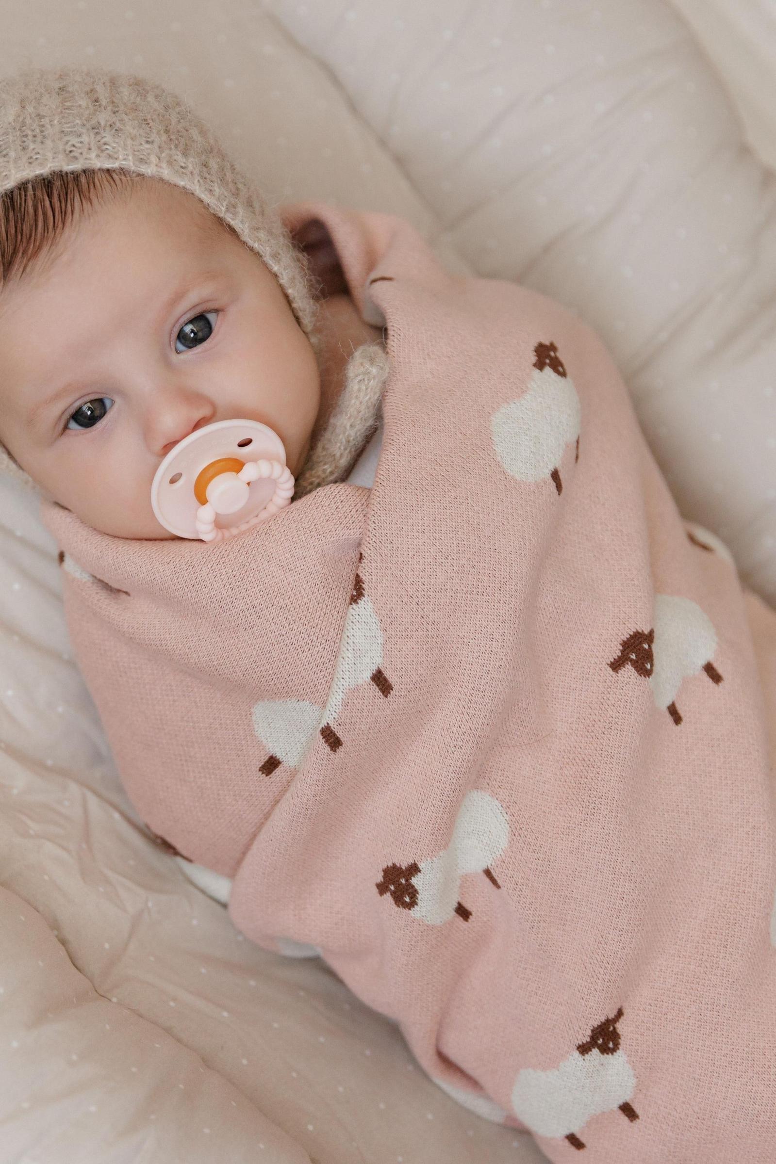 Sheep Knit Luxury Swaddle Blanket, 100% OEKO Tex Pima Cotton