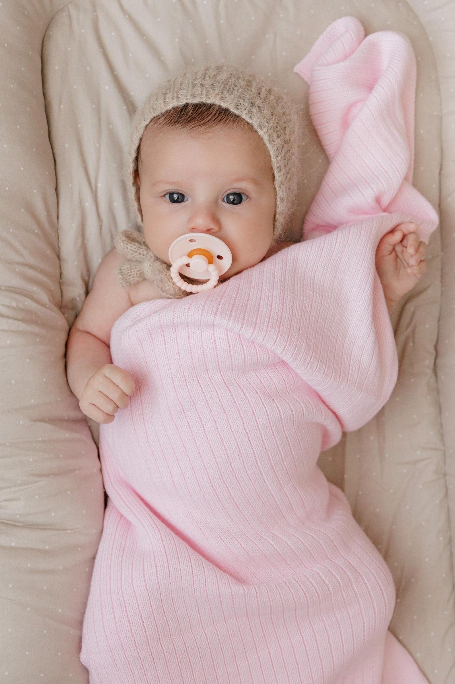 Organic Ribbed Knit Cotton Swaddle Blanket, 100% Organic Cotton