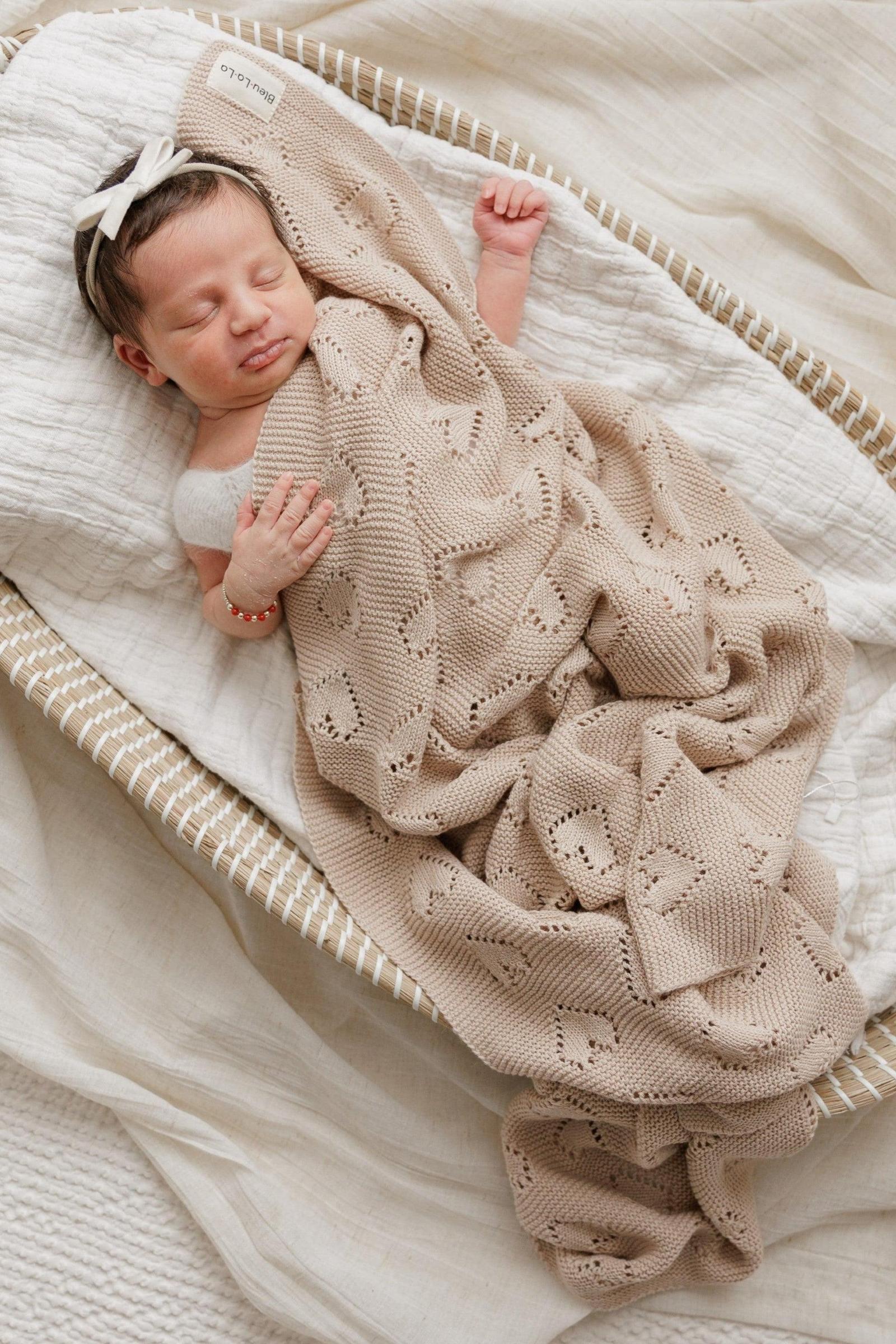 Knit Heart Luxury Swaddle Blanket, 100% OEKO Tex Pima Cotton