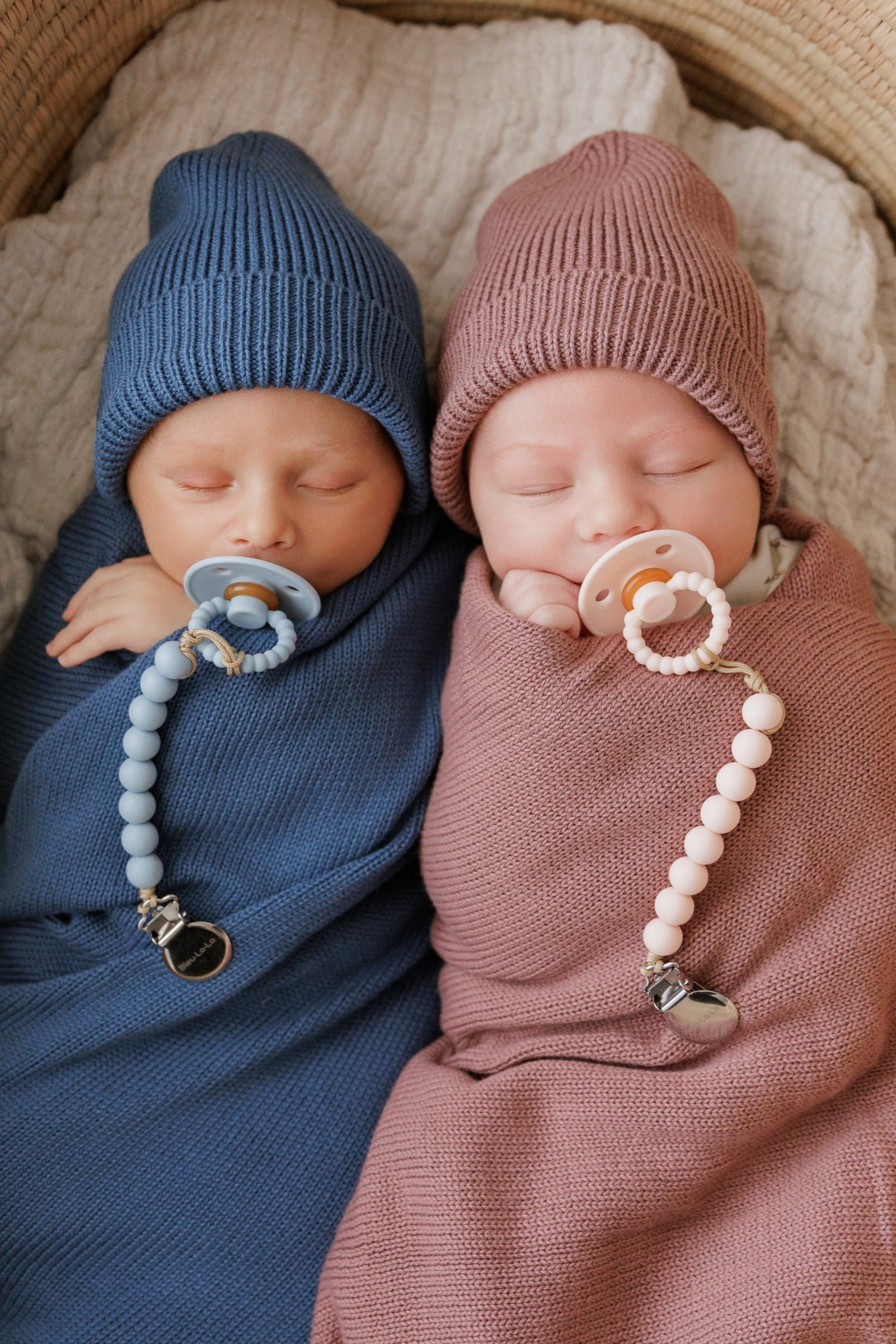 Luxe Collection Knit Baby Blanket + Hat Set with Gift Box, 100% Organic Cotton