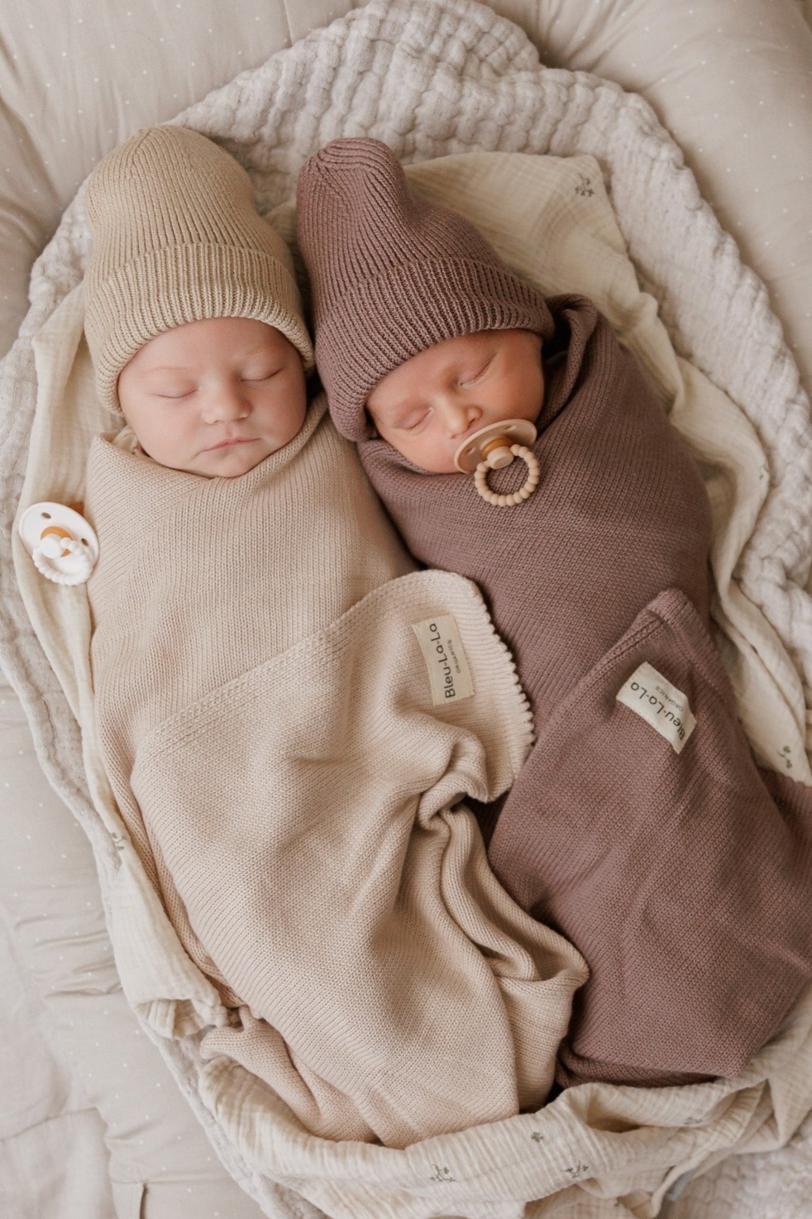 Luxe Collection Knit Baby Blanket + Hat Set with Gift Box, 100% Organic Cotton