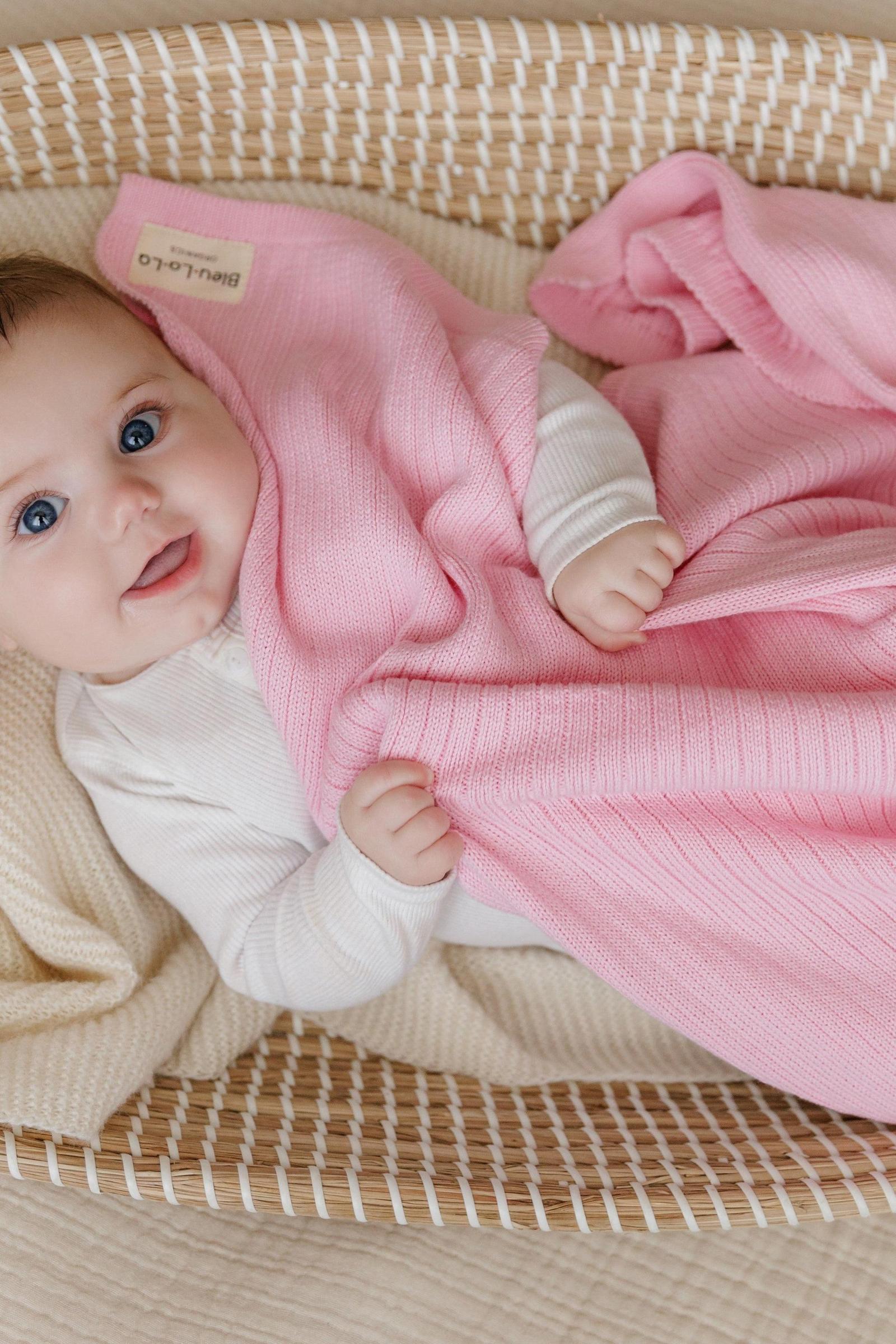 Organic Ribbed Knit Cotton Swaddle Blanket, 100% Organic Cotton