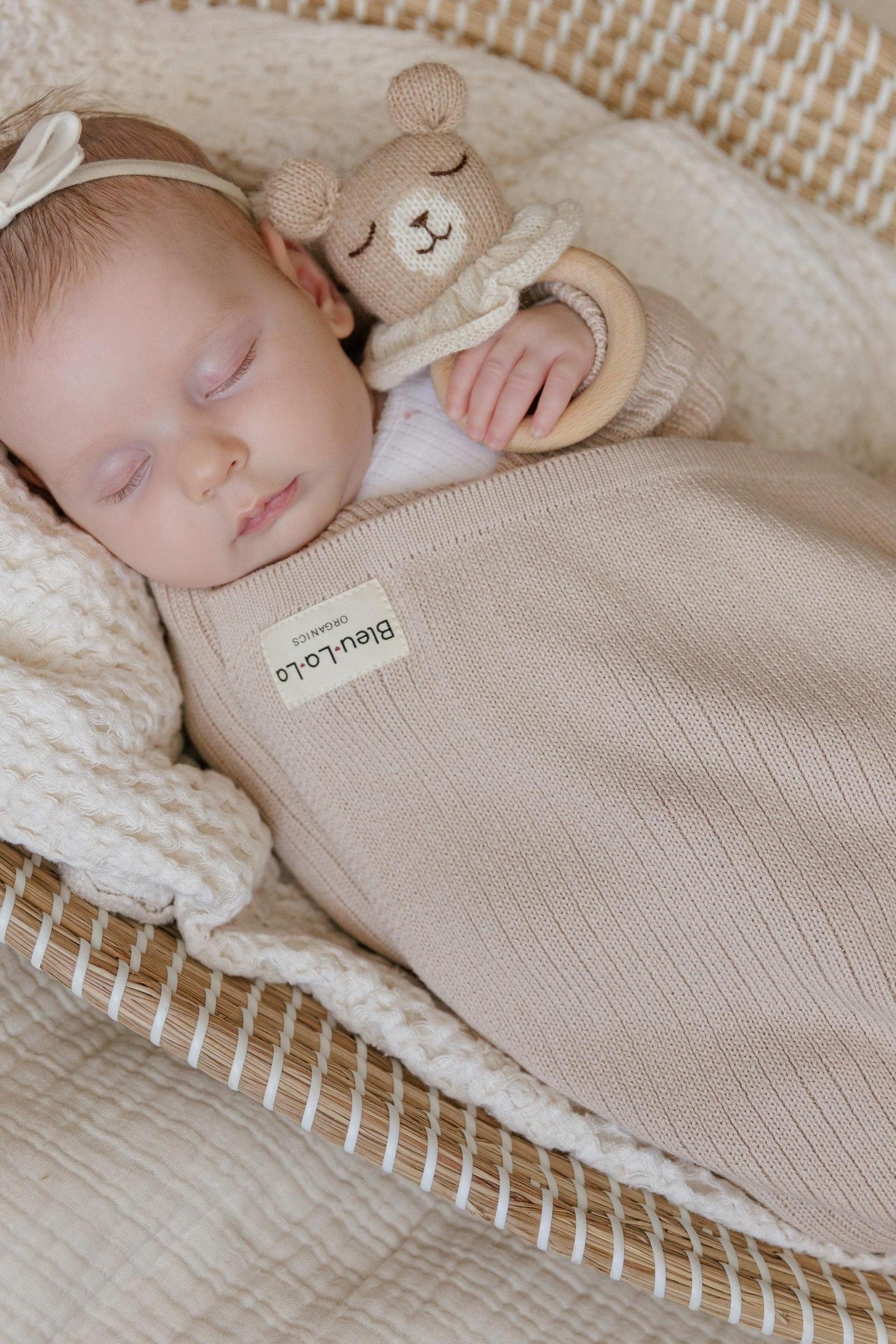 Organic Ribbed Knit Cotton Swaddle Blanket, 100% Organic Cotton