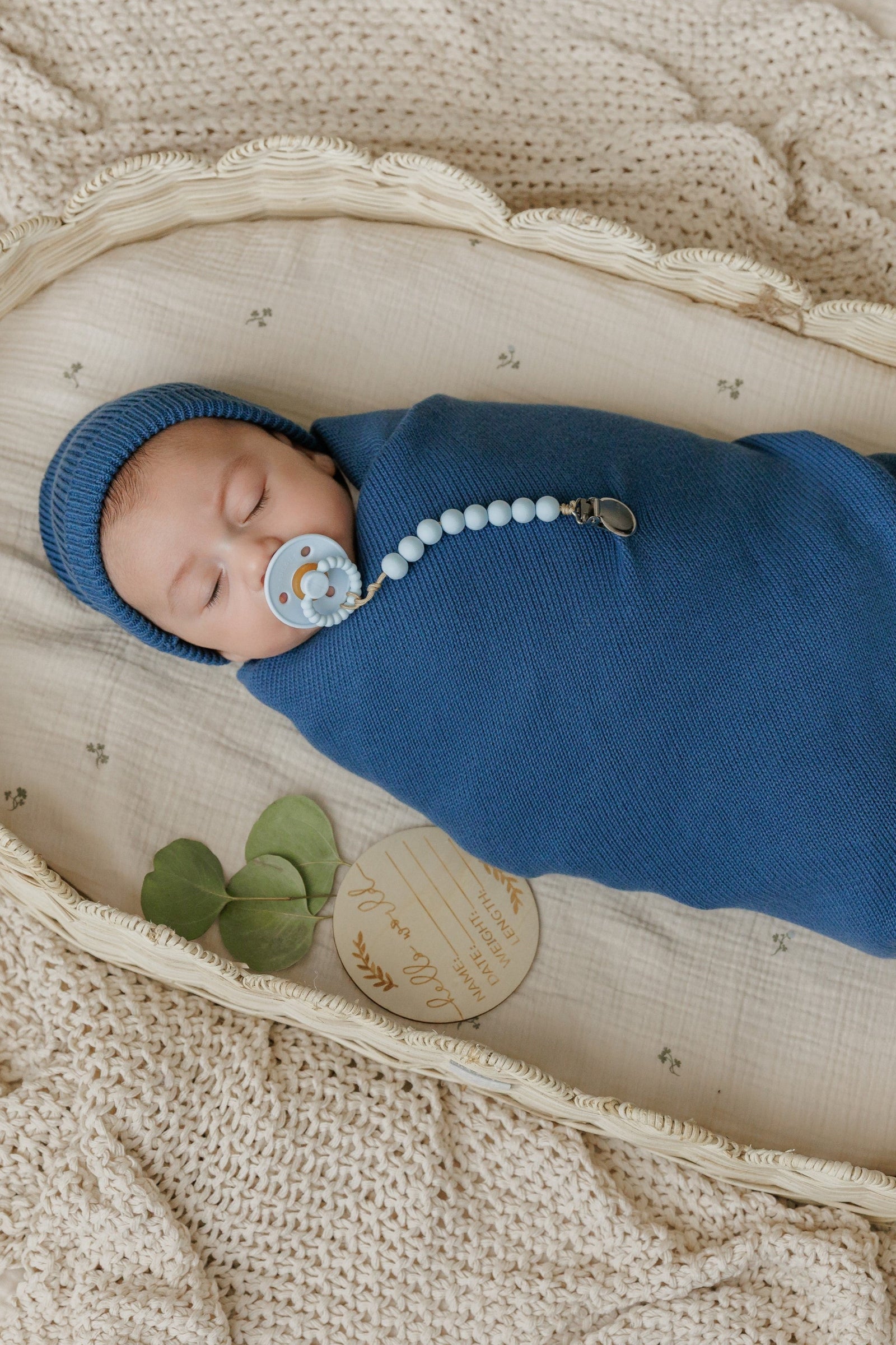 Luxe Collection Knit Baby Blanket + Hat Set with Gift Box, 100% Organic Cotton