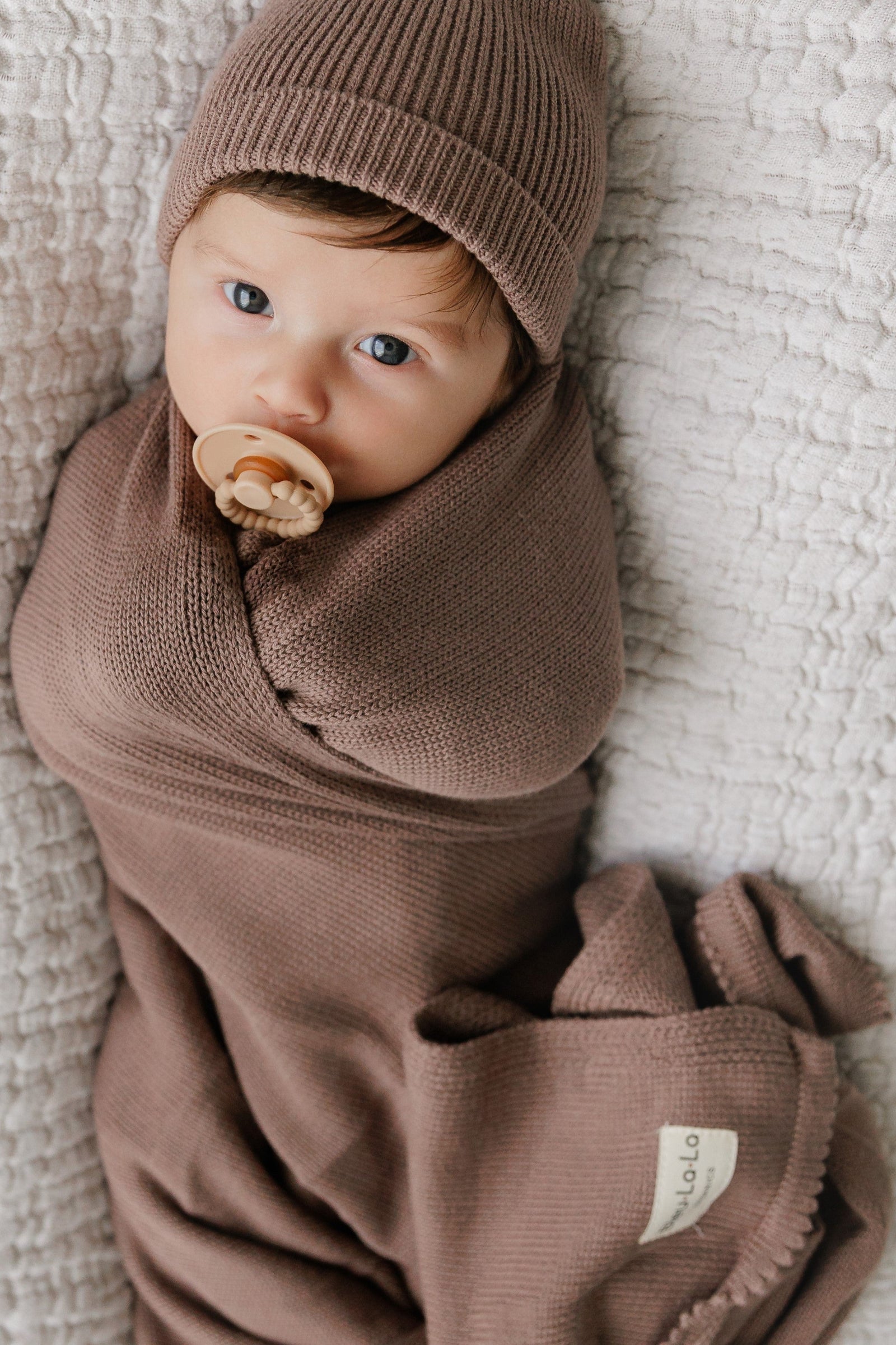 Luxe Collection Knit Baby Blanket + Hat Set with Gift Box, 100% Organic Cotton