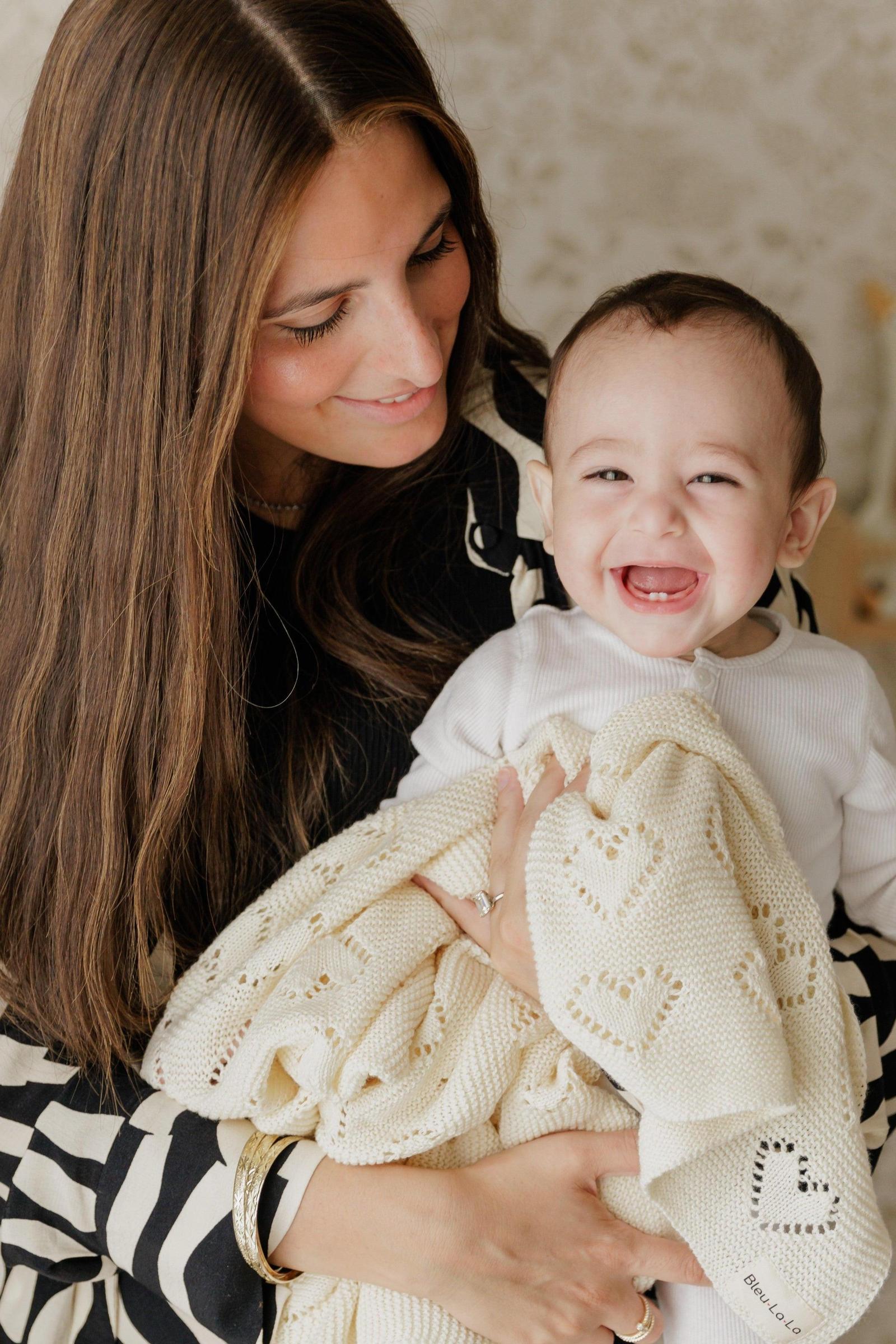 Knit Heart Luxury Swaddle Blanket, 100% OEKO Tex Pima Cotton