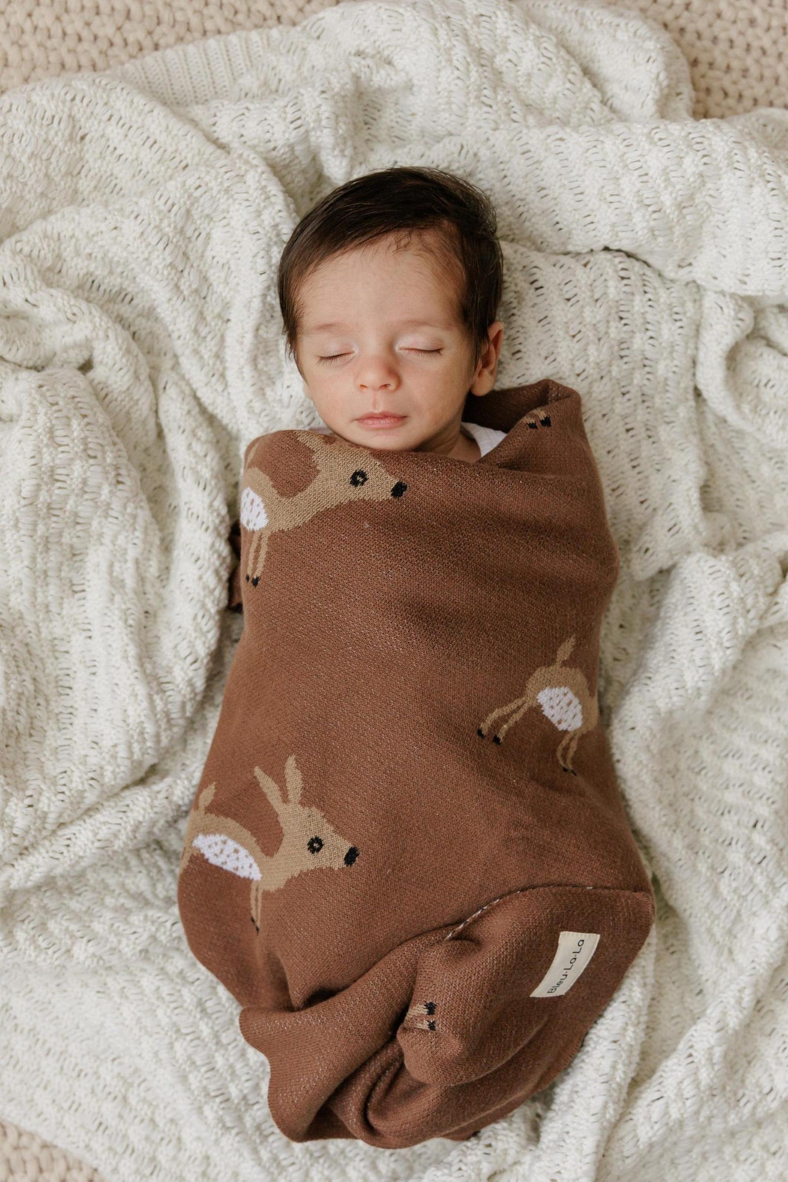 Cotton Deer Knit Luxury Swaddle Blanket, 100% OEKO Tex Pima Cotton