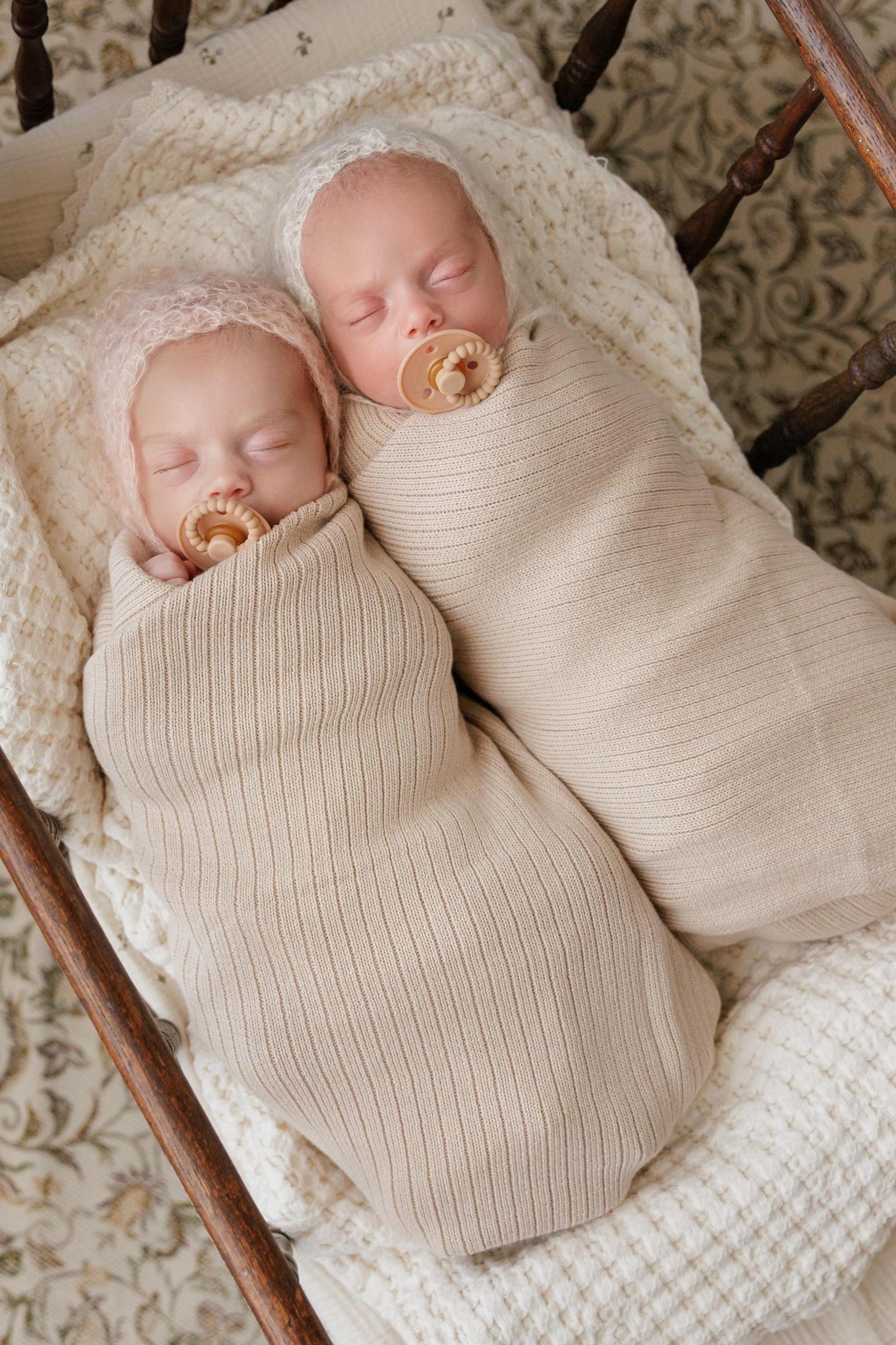 Organic Ribbed Knit Cotton Swaddle Blanket, 100% Organic Cotton