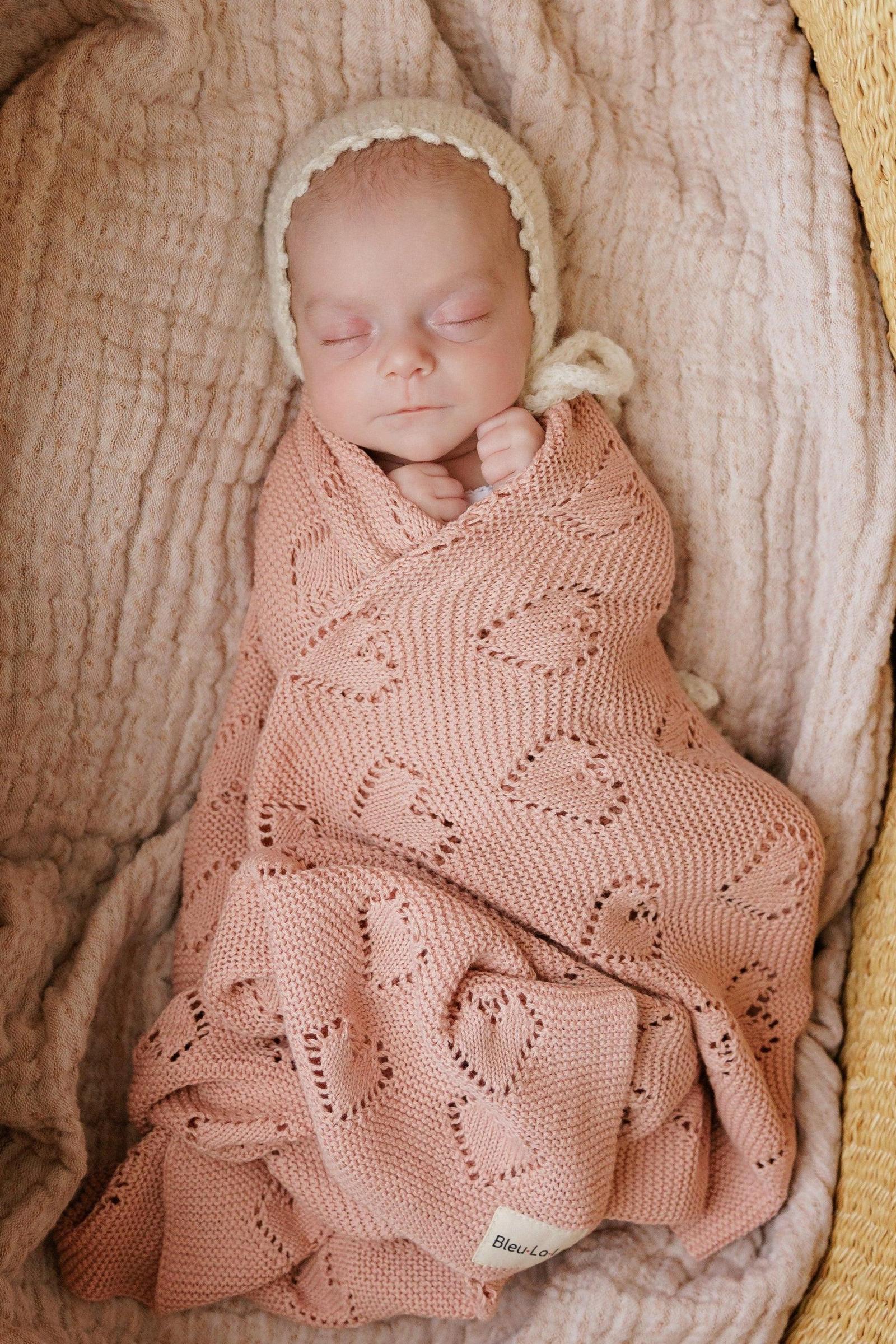 Knit Heart Luxury Swaddle Blanket, 100% OEKO Tex Pima Cotton