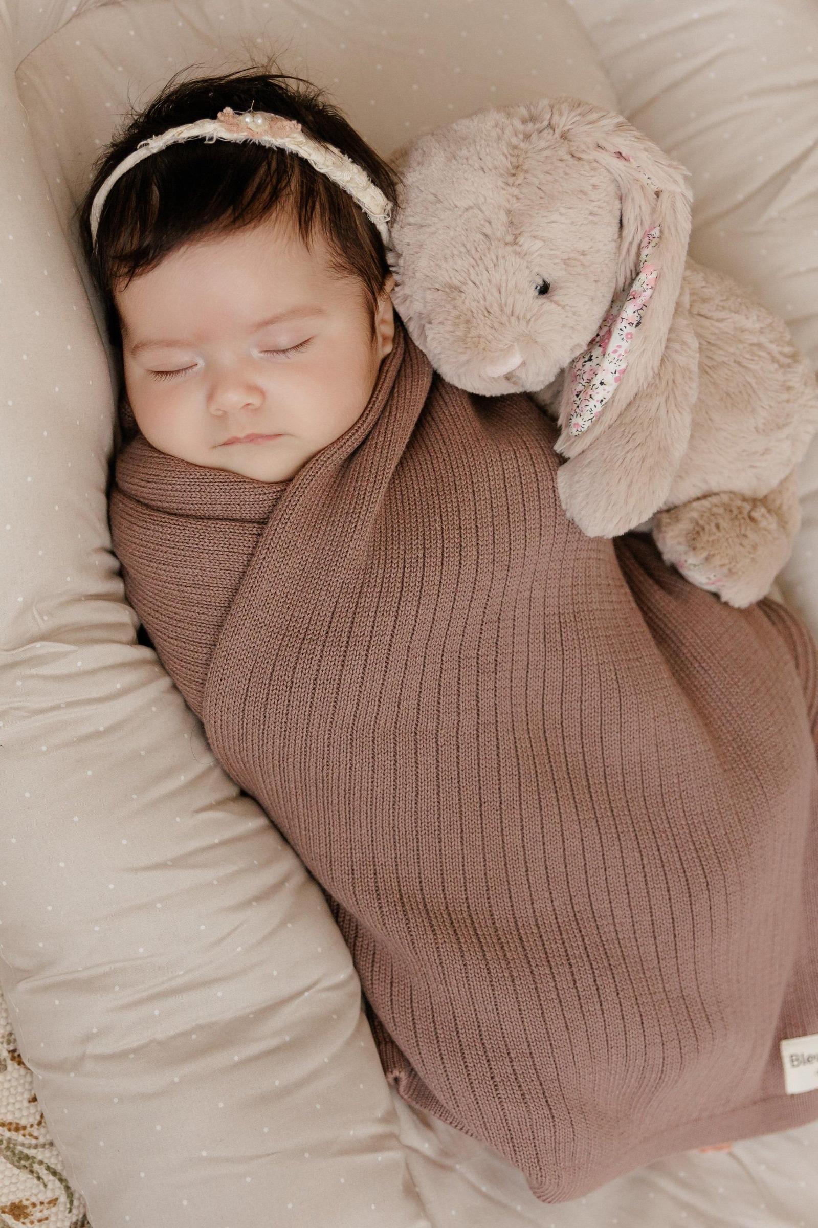 Organic Ribbed Knit Cotton Swaddle Blanket, 100% Organic Cotton
