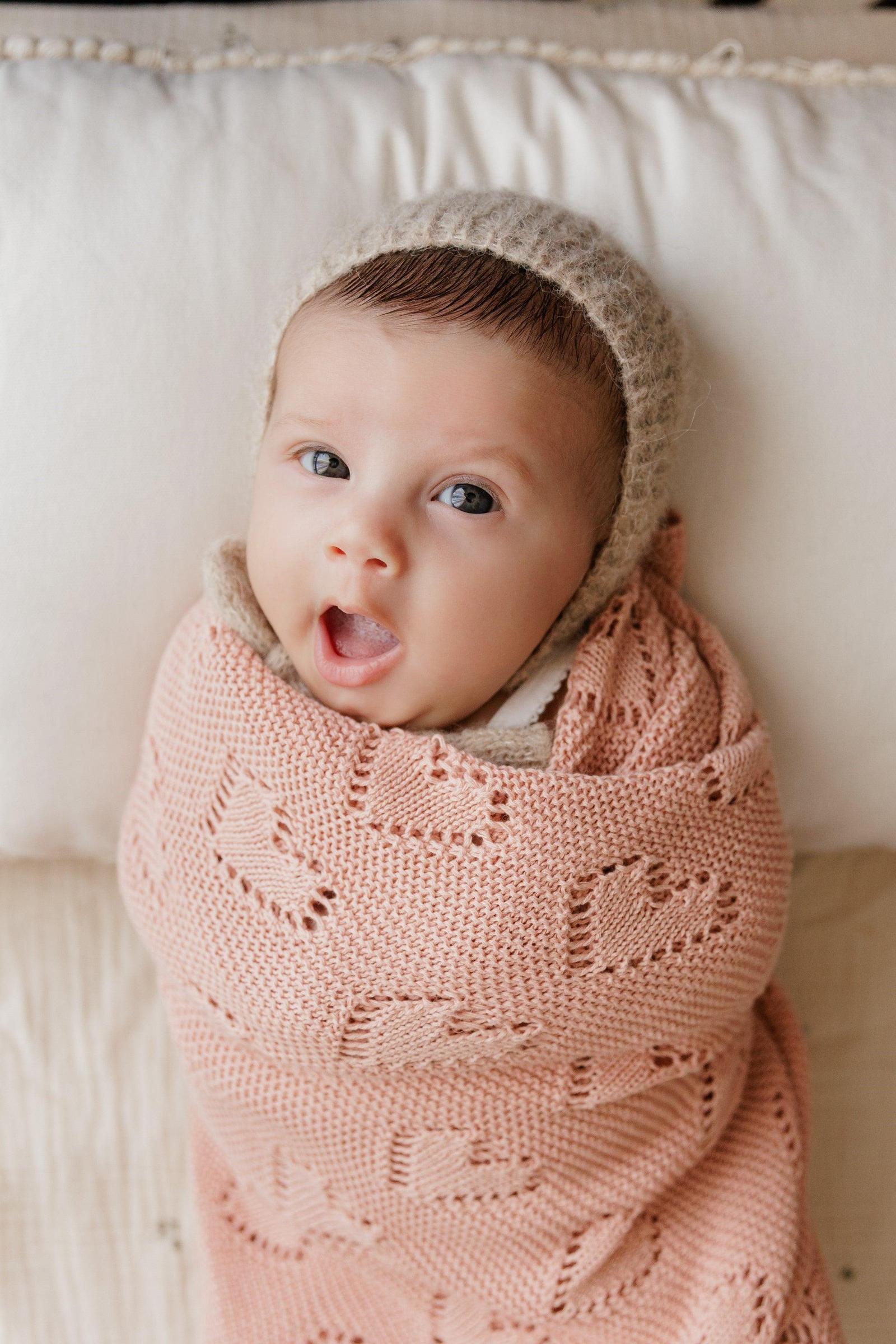 Knit Heart Luxury Swaddle Blanket, 100% OEKO Tex Pima Cotton