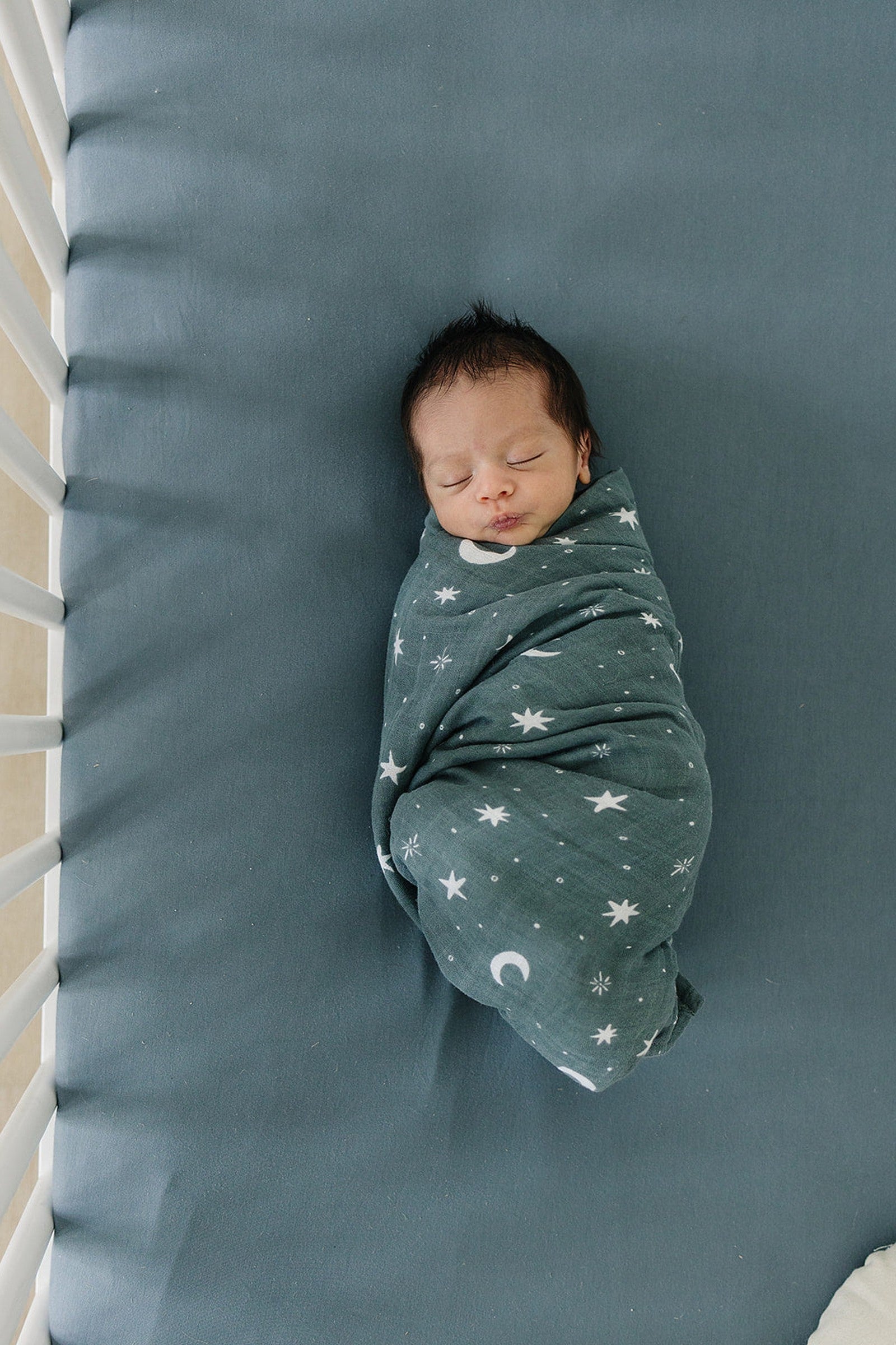 Dusty Blue Stretch Crib Sheet, Bamboo, Baby Essentials, Gender Neutral