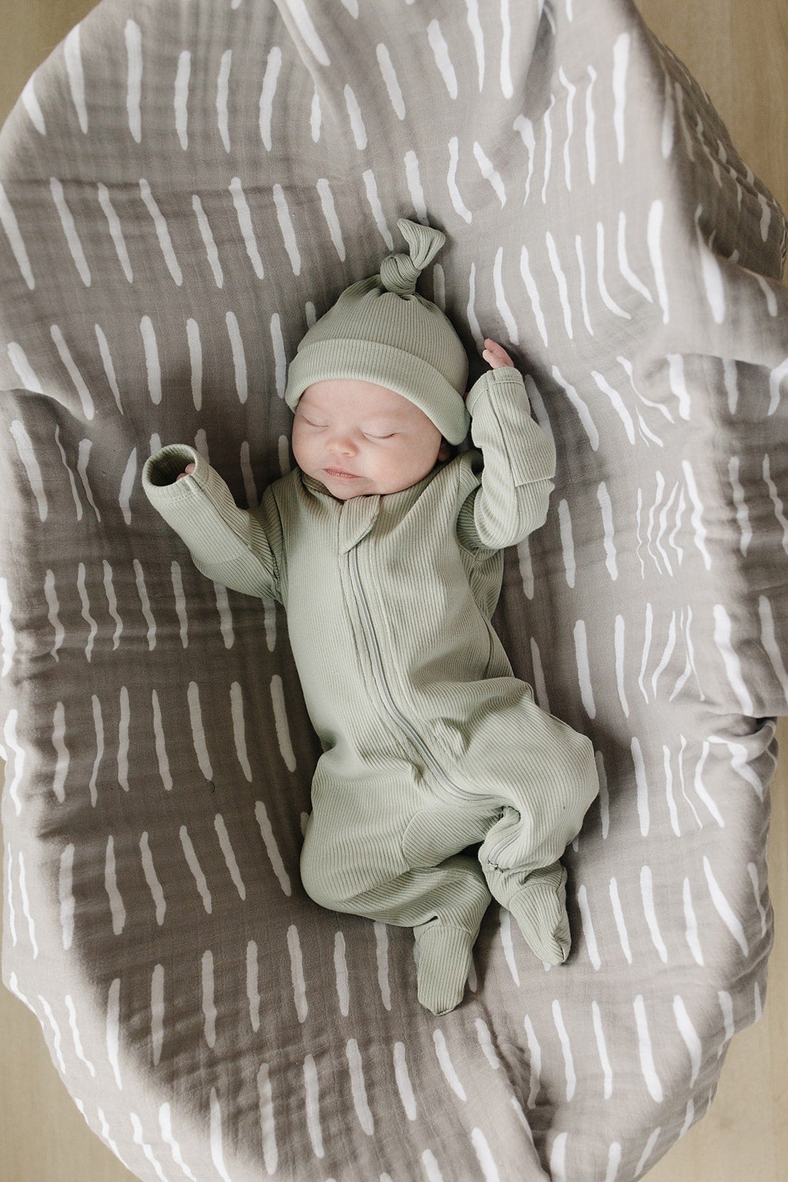 Sage Ribbed Zipper Footed Pajama, Organic Cotton, Baby Essentials