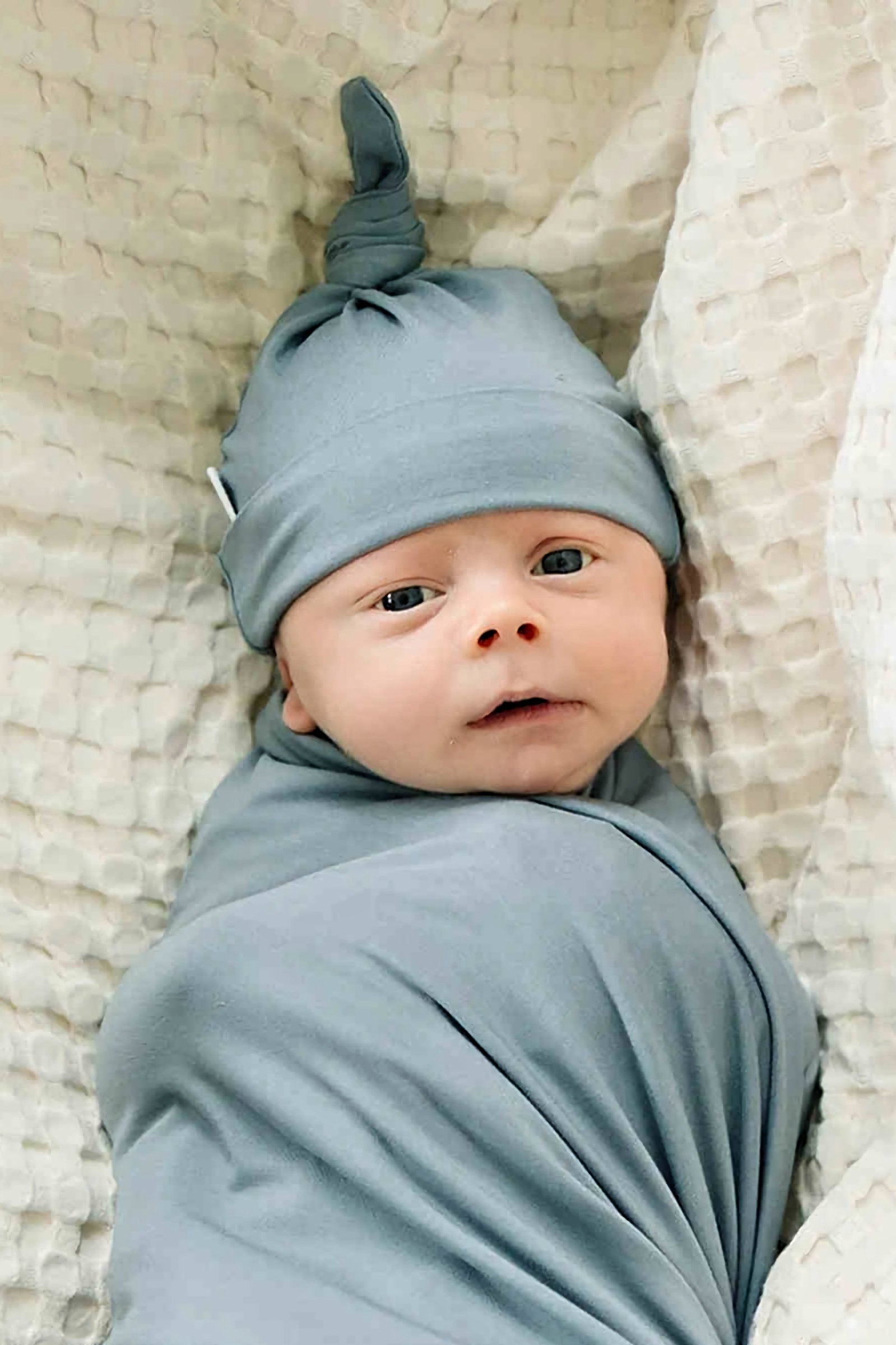 Dusty Blue Knot Hat, Bamboo, Newborn, Baby Essentials