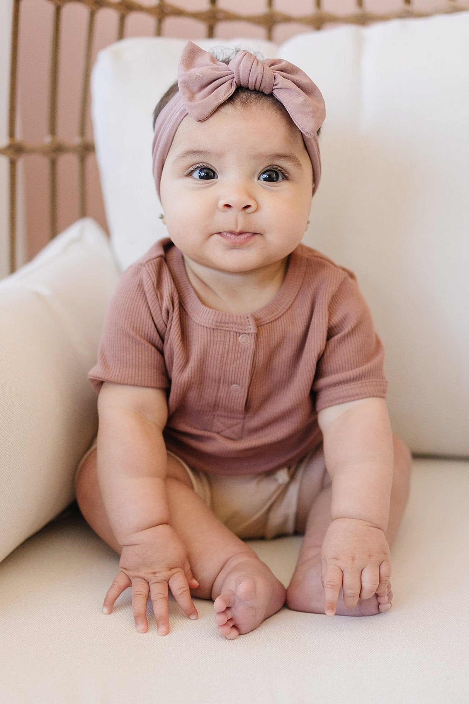 Baby Girl Dusty Rose Head Wrap, Bamboo, Baby