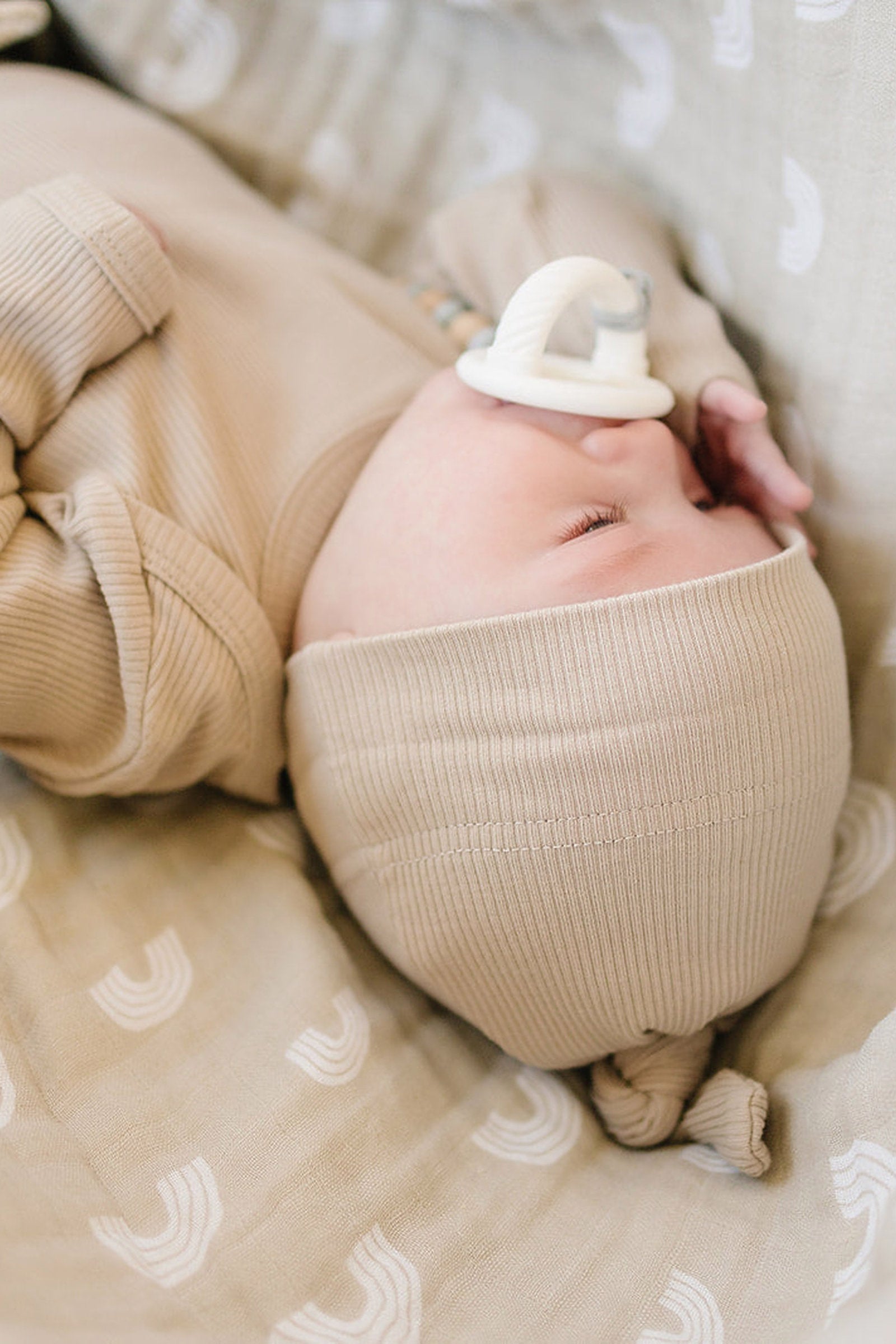 Oatmeal Ribbed Newborn Knot Hat  | Organic Cotton | Baby Essentials