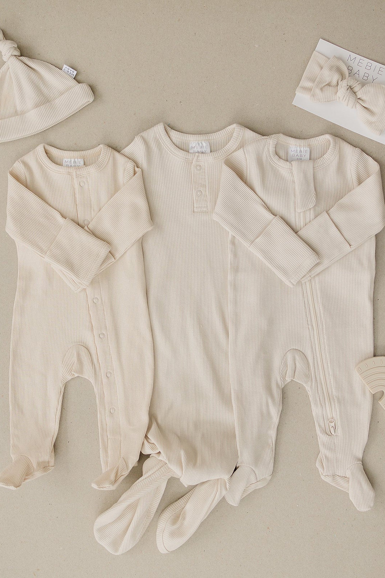 Vanilla Ribbed Snap Footed Pajama, Organic Cotton, Baby Essentials