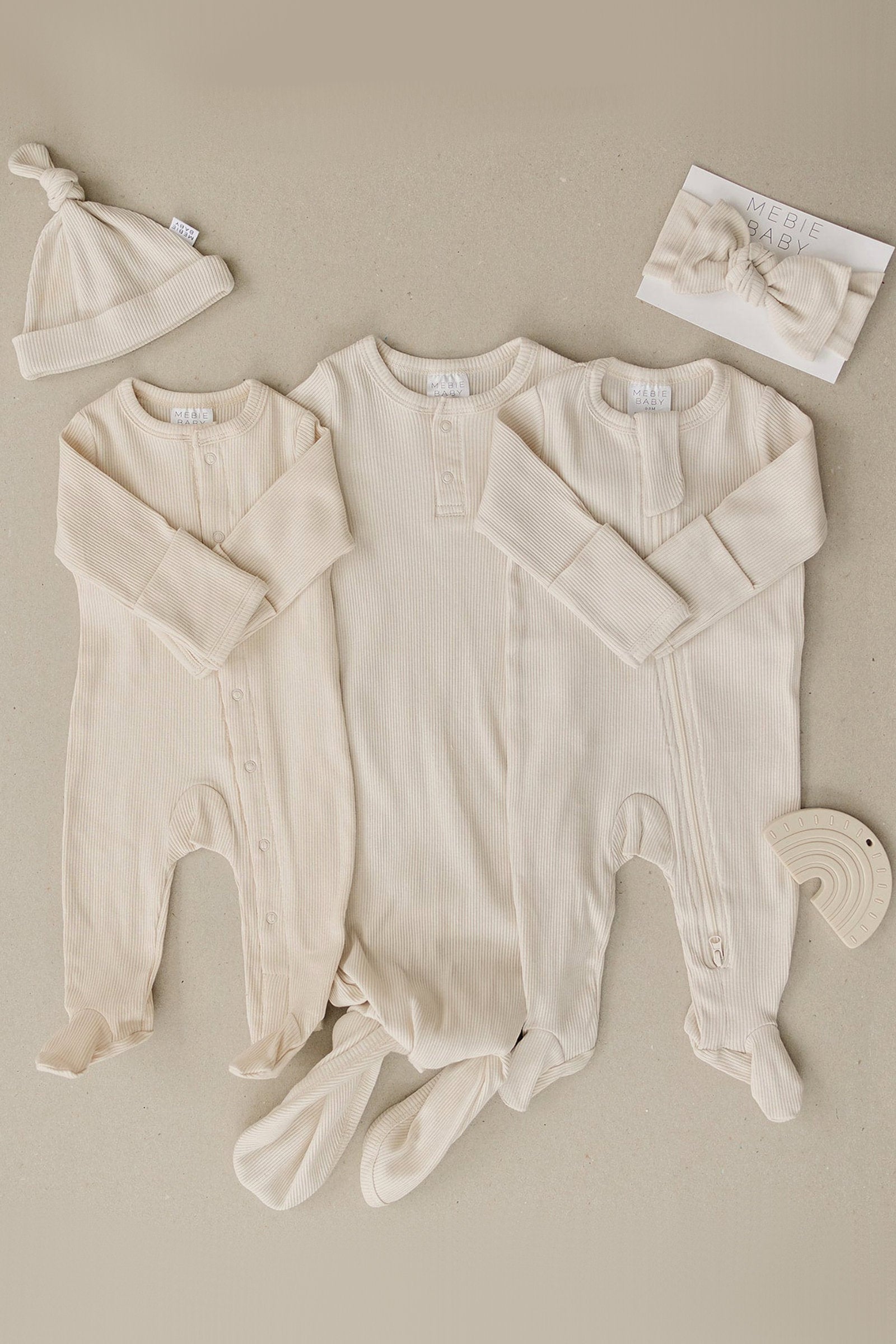 Vanilla Ribbed Knot Gown, Baby Essentials, Organic Cotton