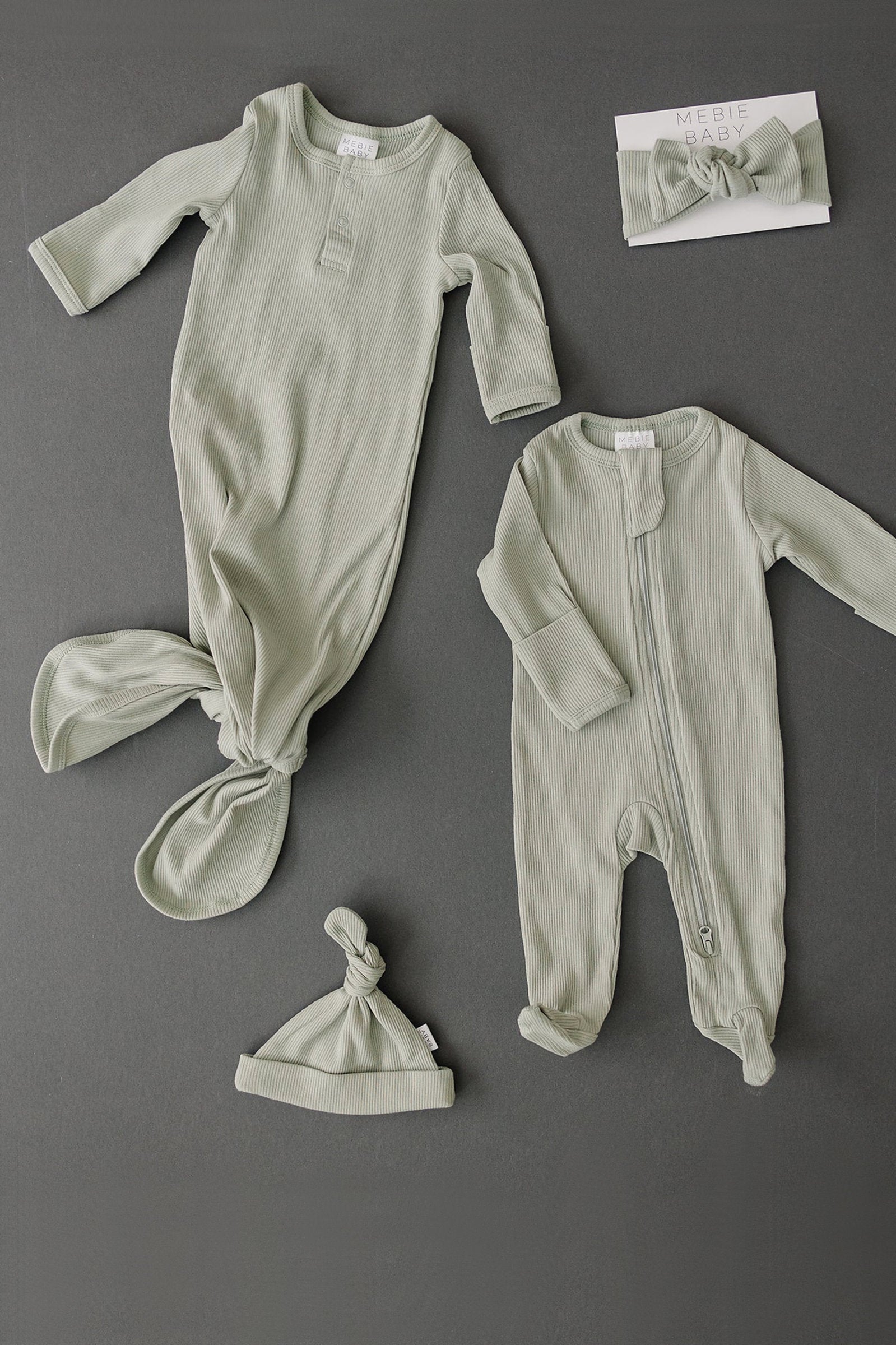 Sage Ribbed Zipper Footed Pajama, Organic Cotton, Baby Essentials