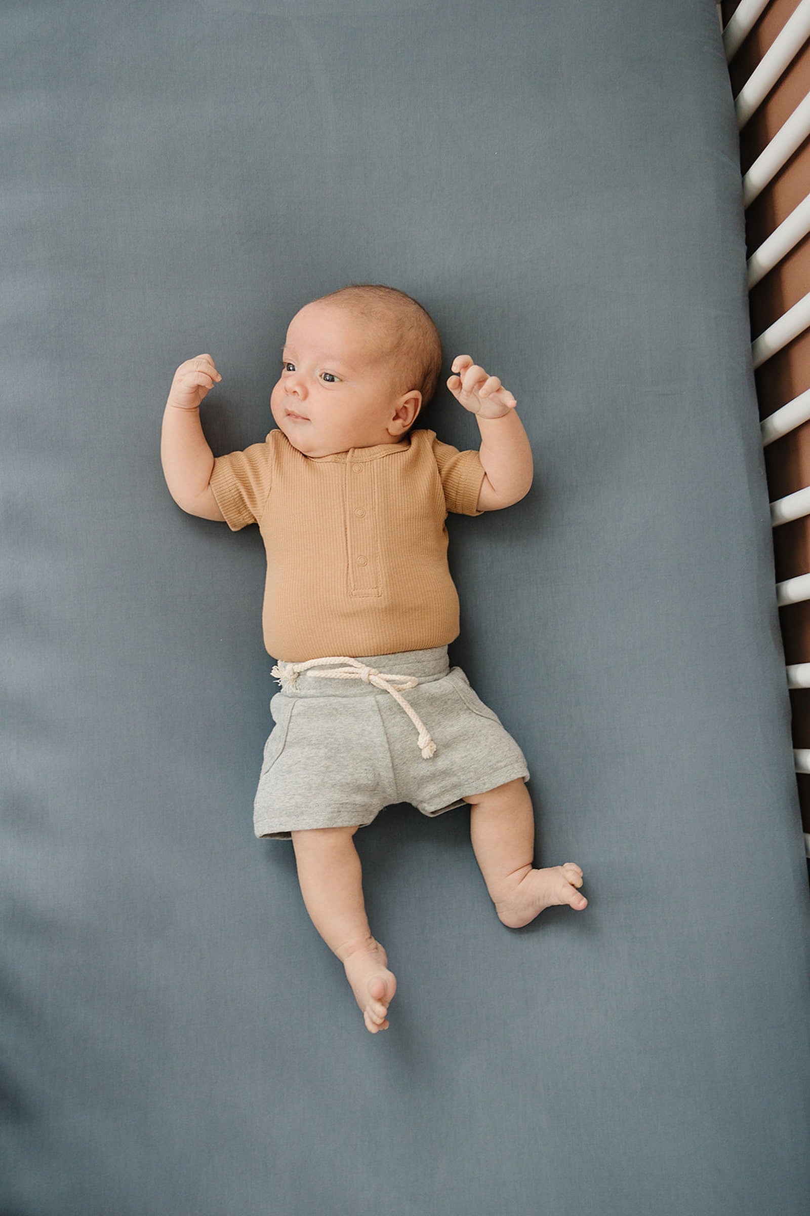 Dusty Blue Stretch Crib Sheet, Bamboo, Baby Essentials, Gender Neutral