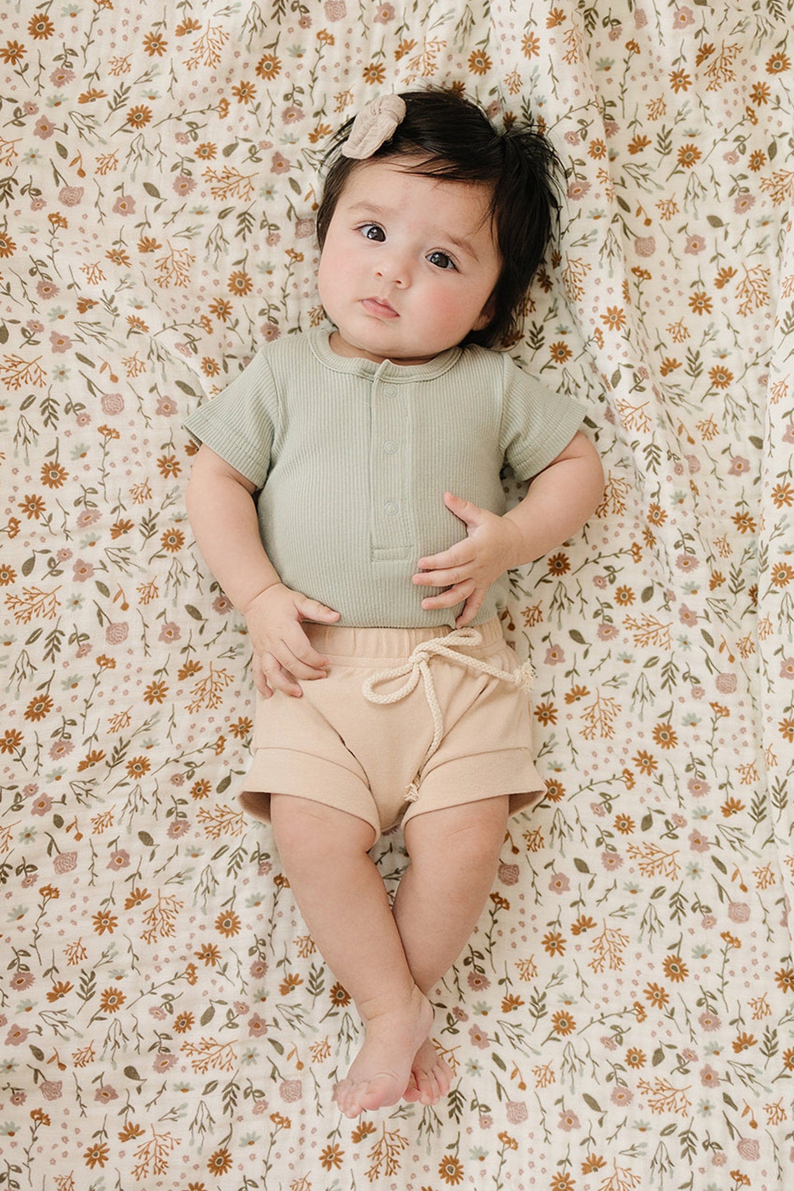 Sage Ribbed Snap Bodysuit, Organic Cotton, Baby Essentials
