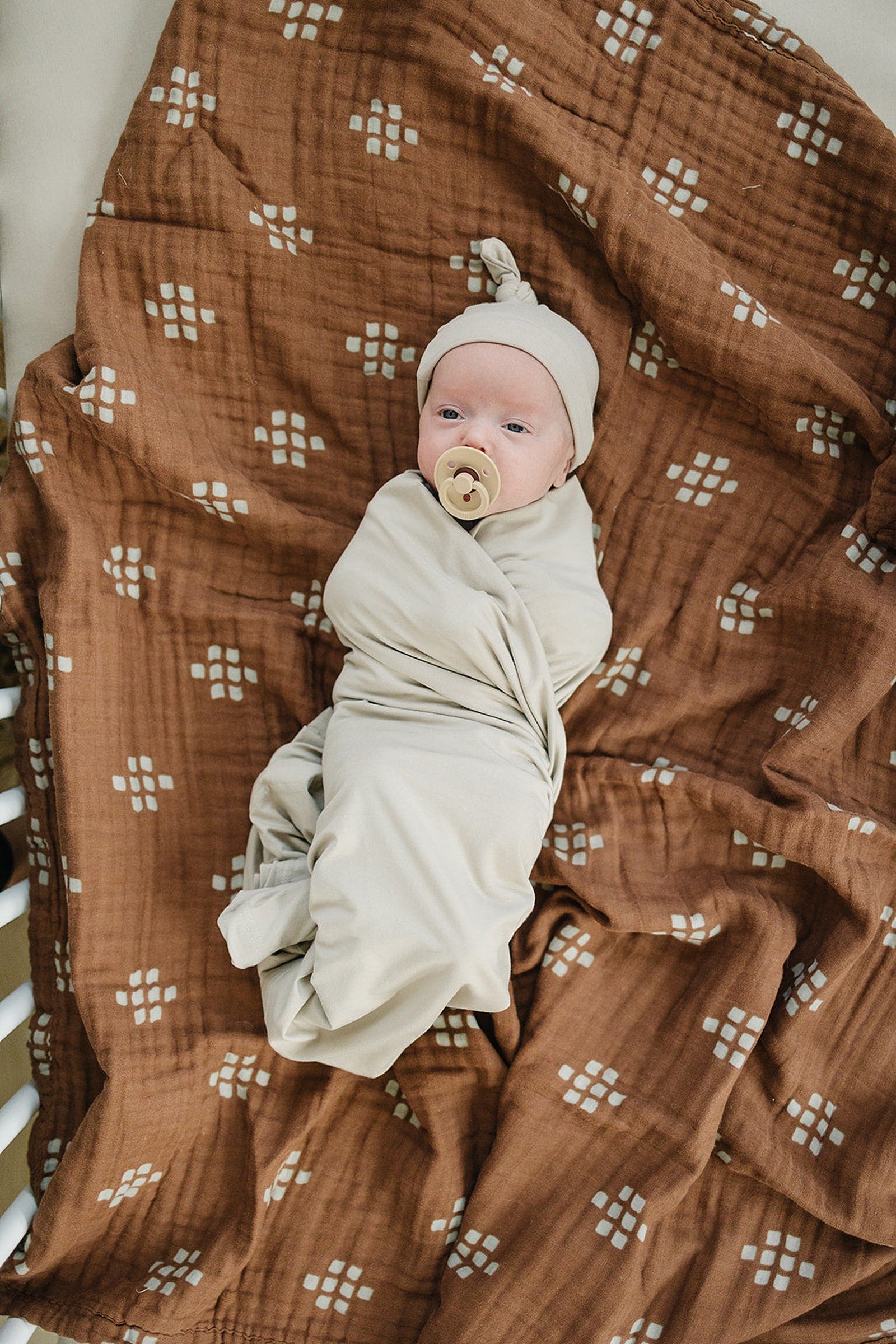 Oatmeal Swaddle Blanket + Hat OR Head Wrap Set, Bamboo, Baby Essentials, Gender Neutral