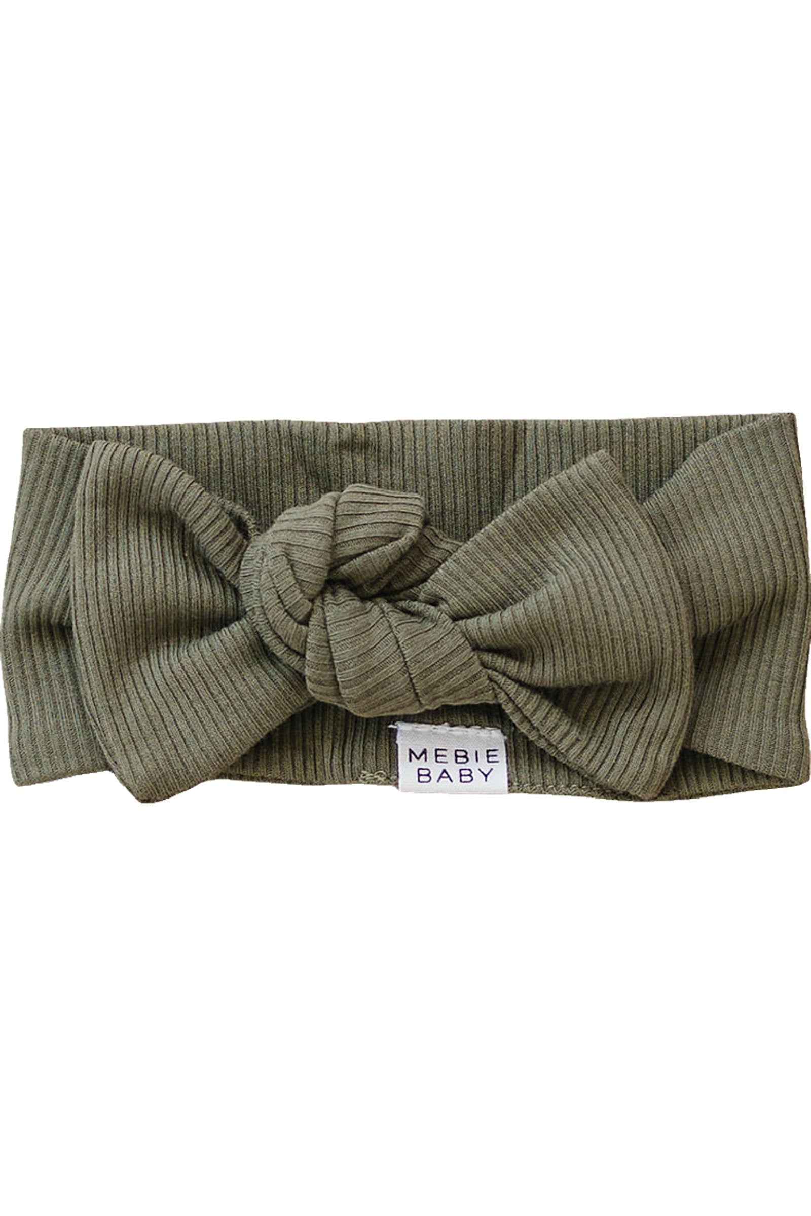 Baby Girl Winter Green Ribbed Head Wrap, Organic Cotton, Baby