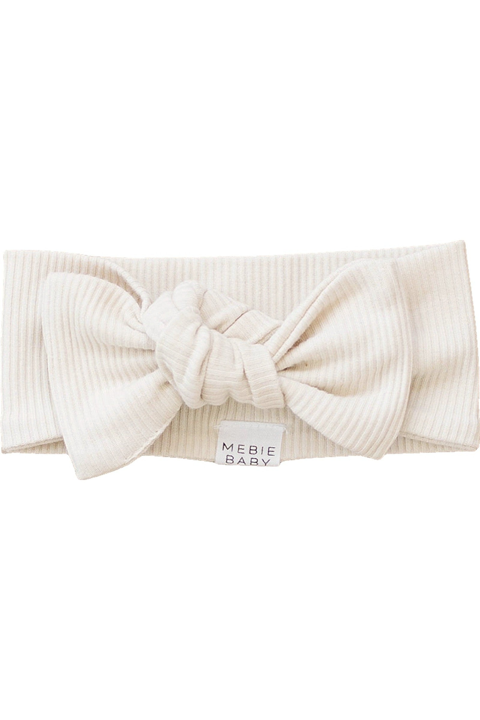 Baby Girl Vanilla Ribbed Head Wrap, Organic Cotton