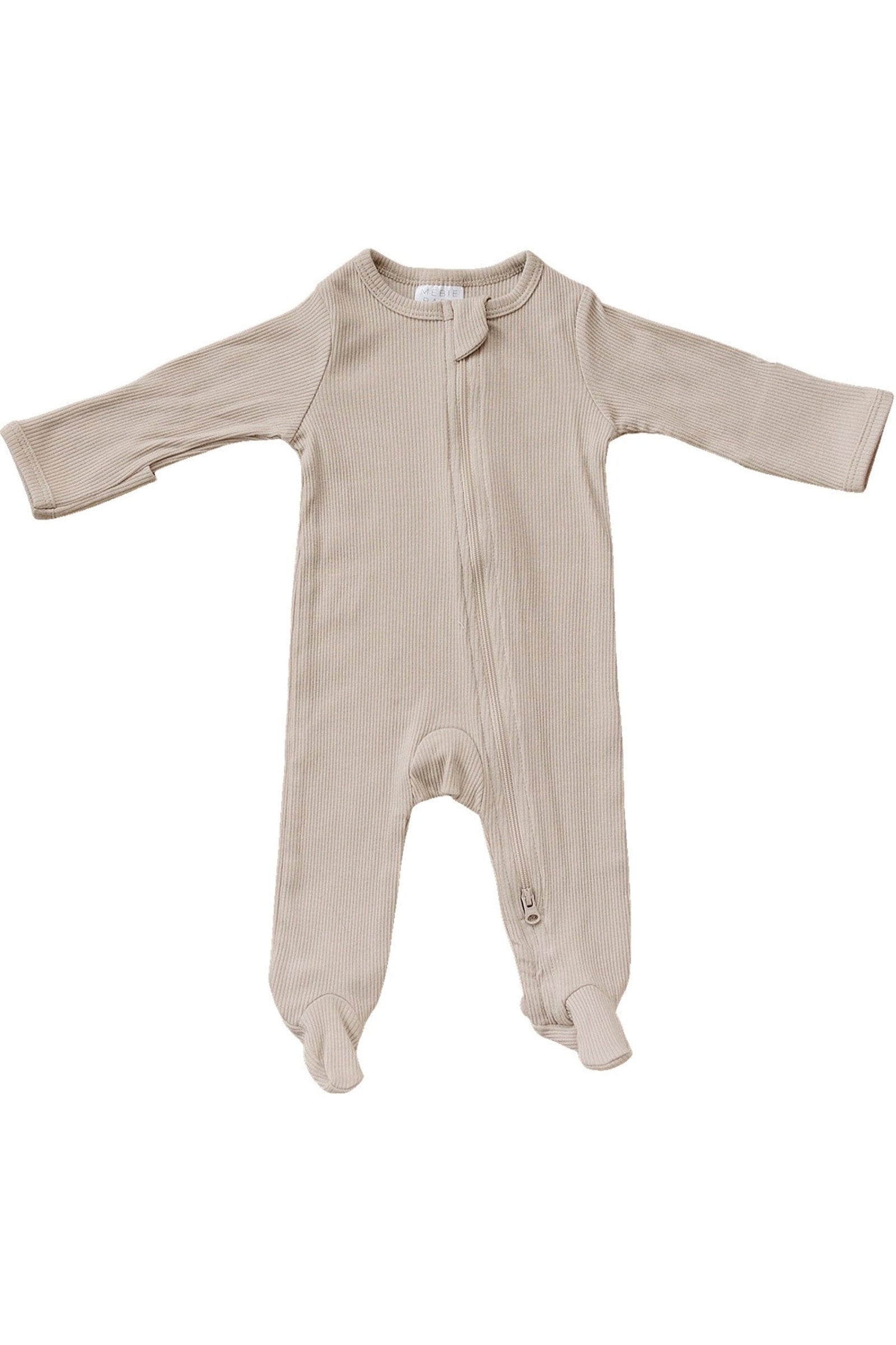 Oatmeal Ribbed Zipper Footed Pajama, Organic Cotton, Baby Essentials