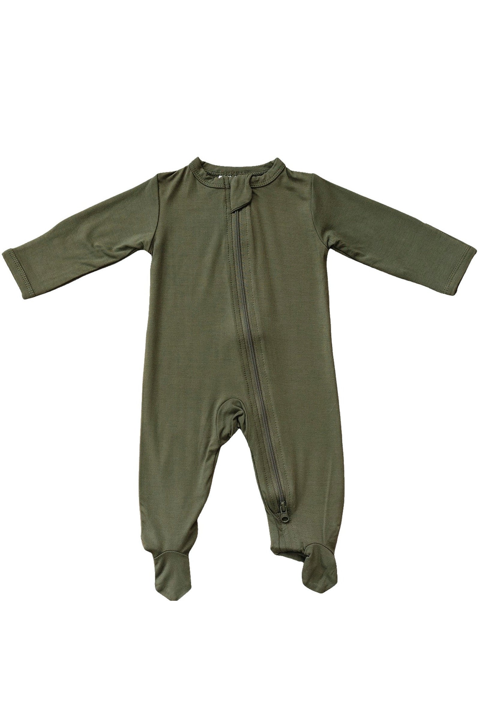 Olive Footed Zipper Pajama, Bamboo, Baby Essentials, Gender Neutral
