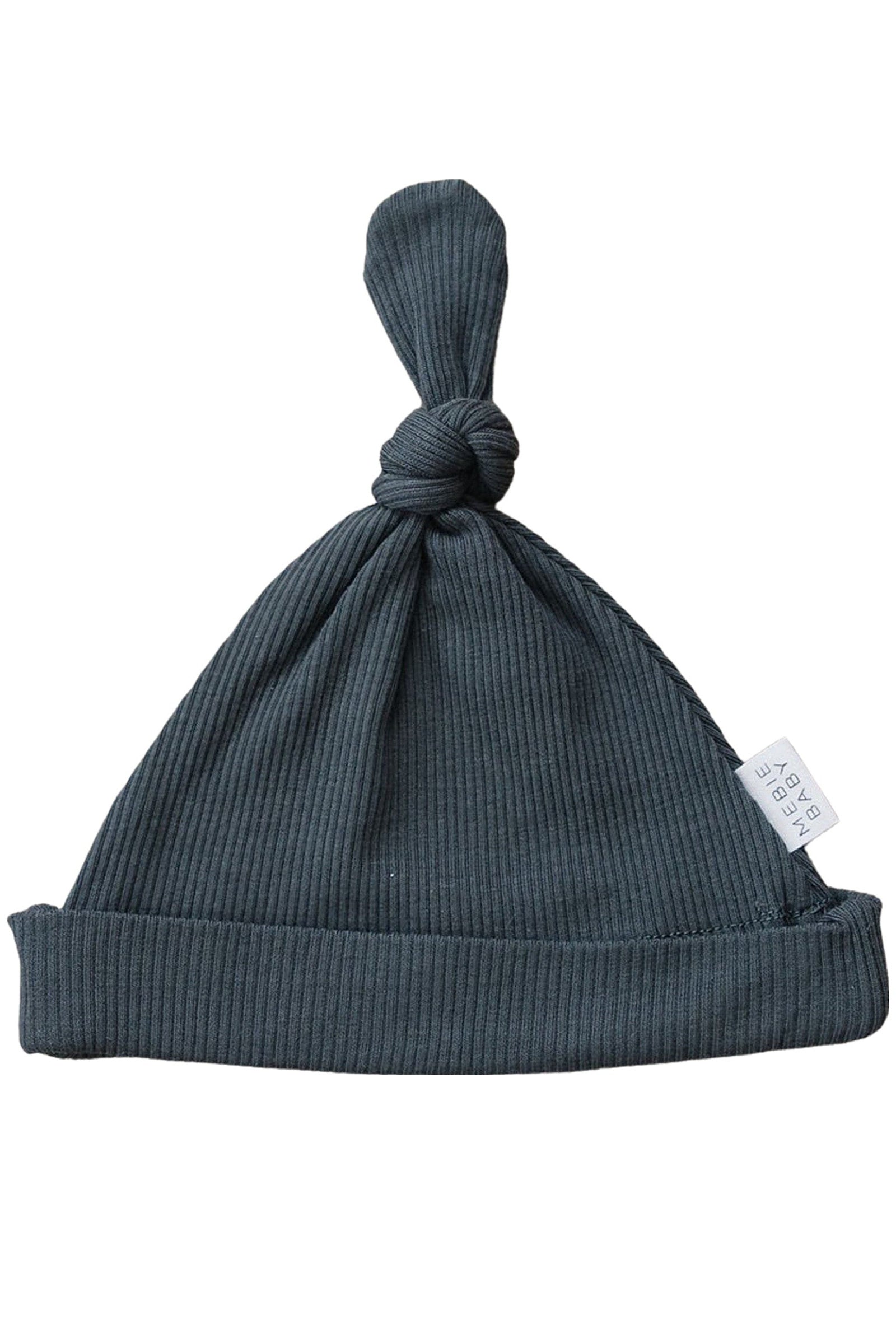 Charcoal Organic Ribbed Newborn Knot Hat, Baby Essentials, Cotton