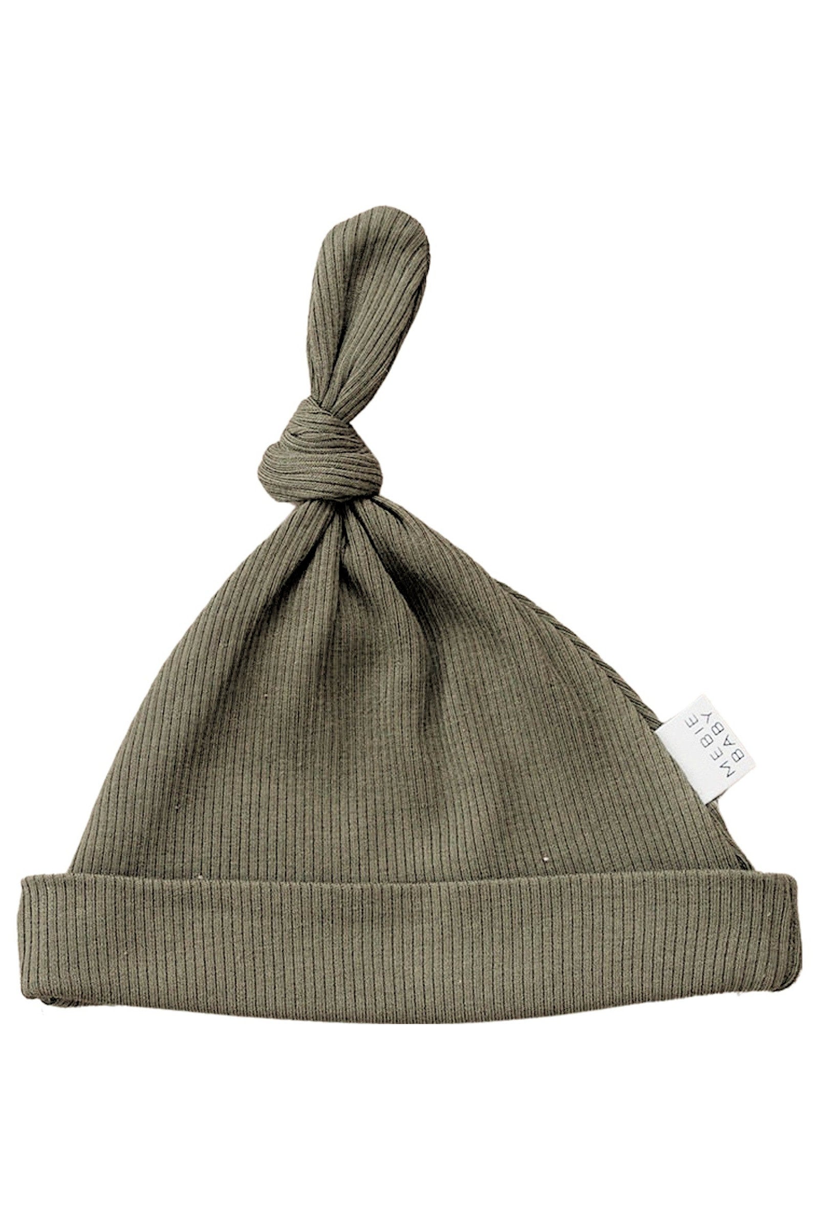 Winter Green Ribbed Newborn Knot Hat, Organic Cotton, Baby Essentials