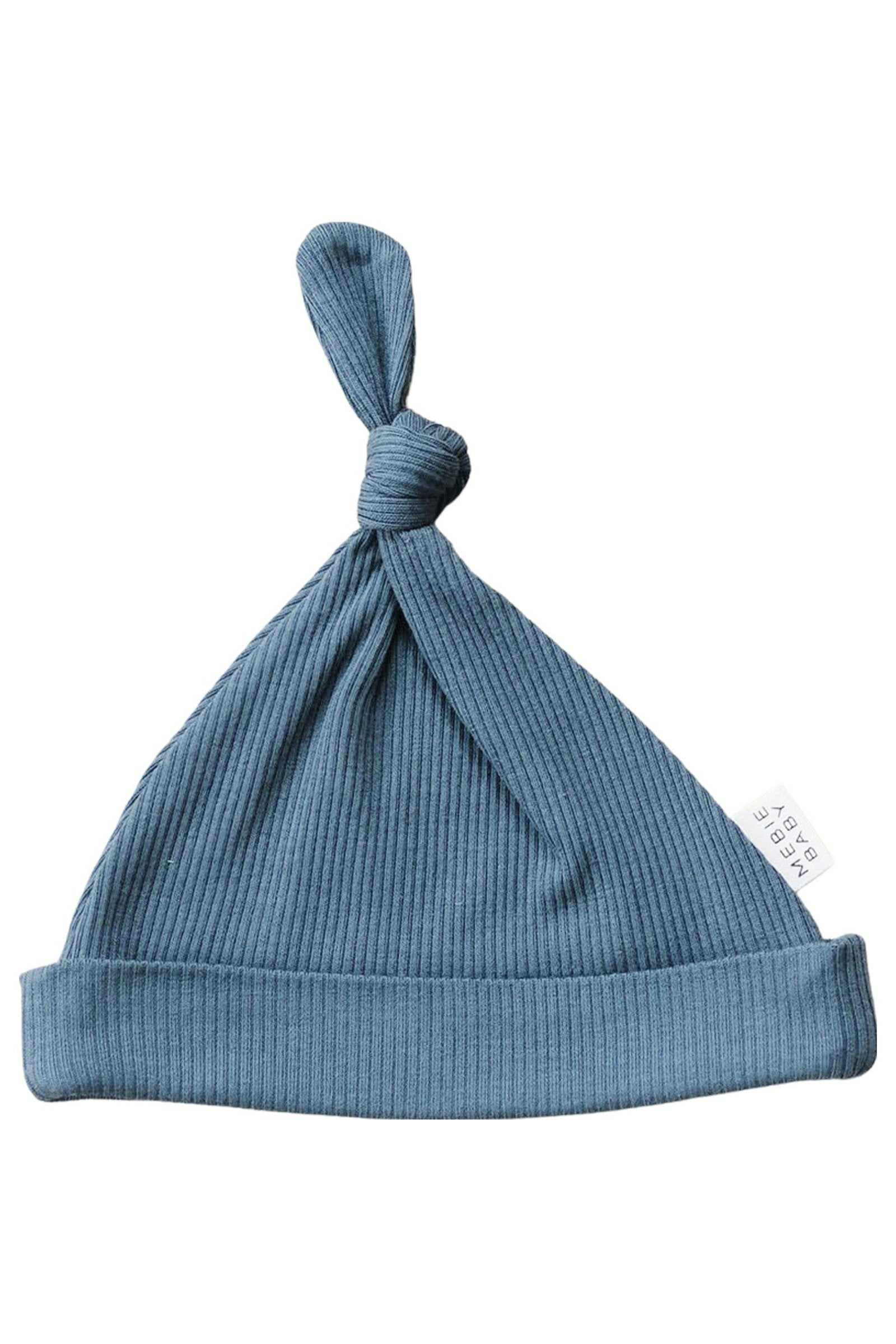 Navy Organic Cotton Ribbed Newborn Knot Hat, Baby Essentials