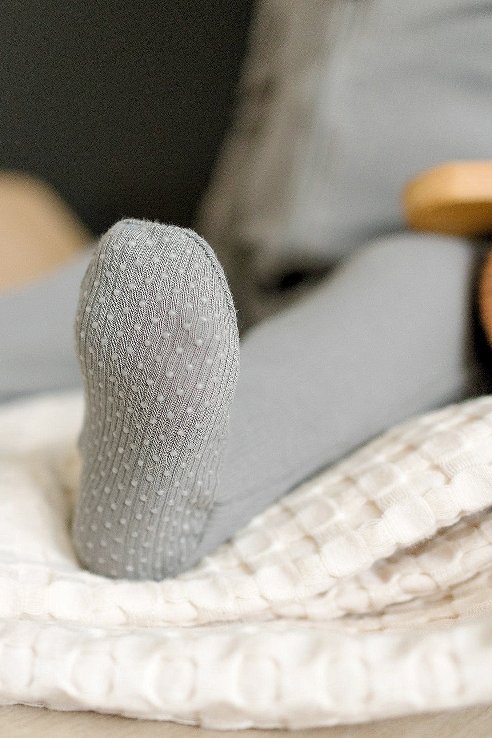 Grey Ribbed Zipper Footed Pajama, Organic Cotton, Baby Essentials