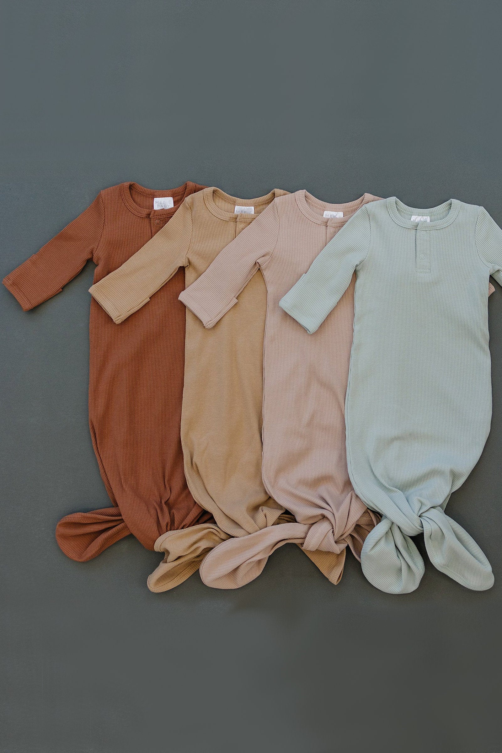 Pale Pink Ribbed Knot Gown, Baby Essentials, Organic Cotton