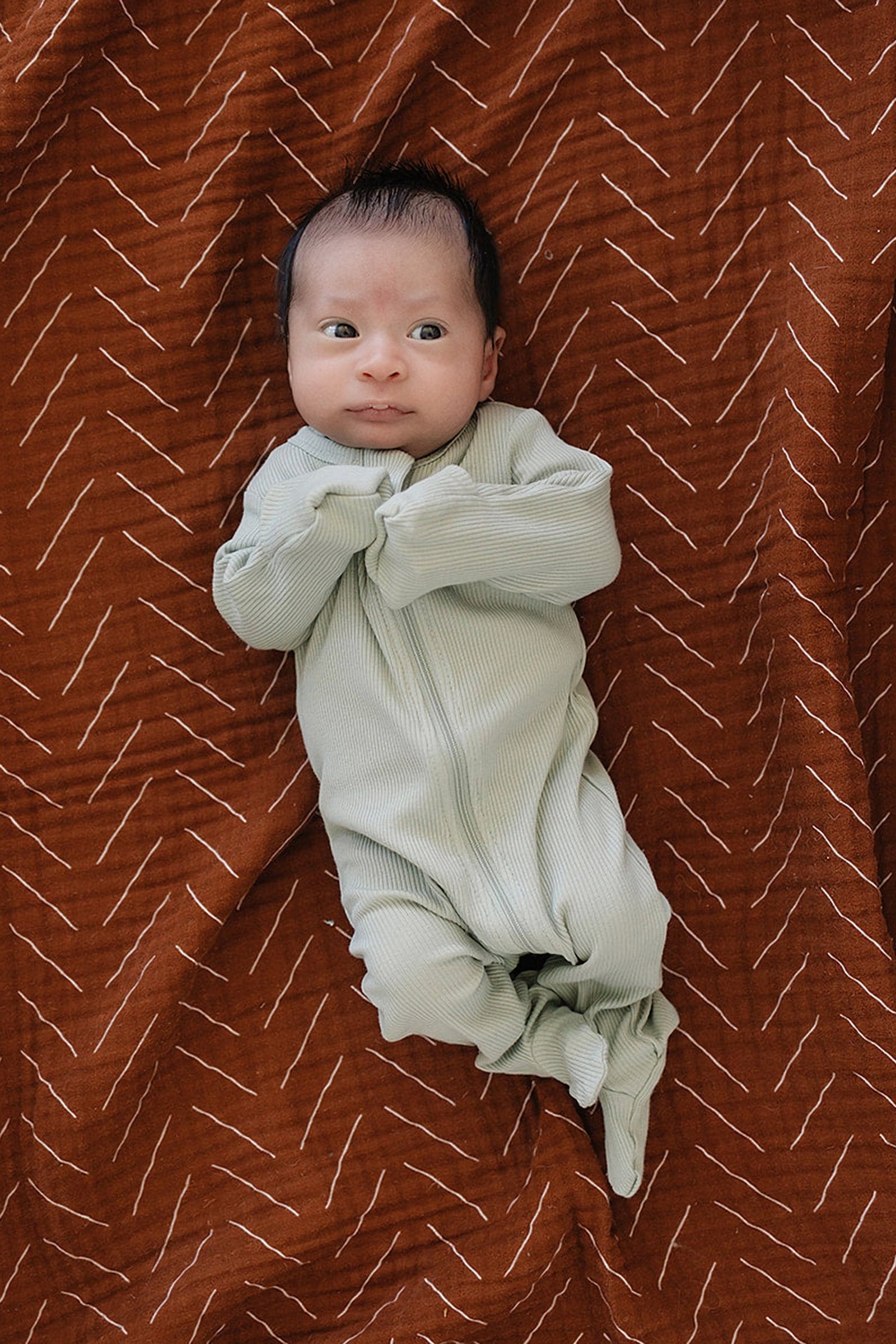Sage Ribbed Zipper Footed Pajama, Organic Cotton, Baby Essentials