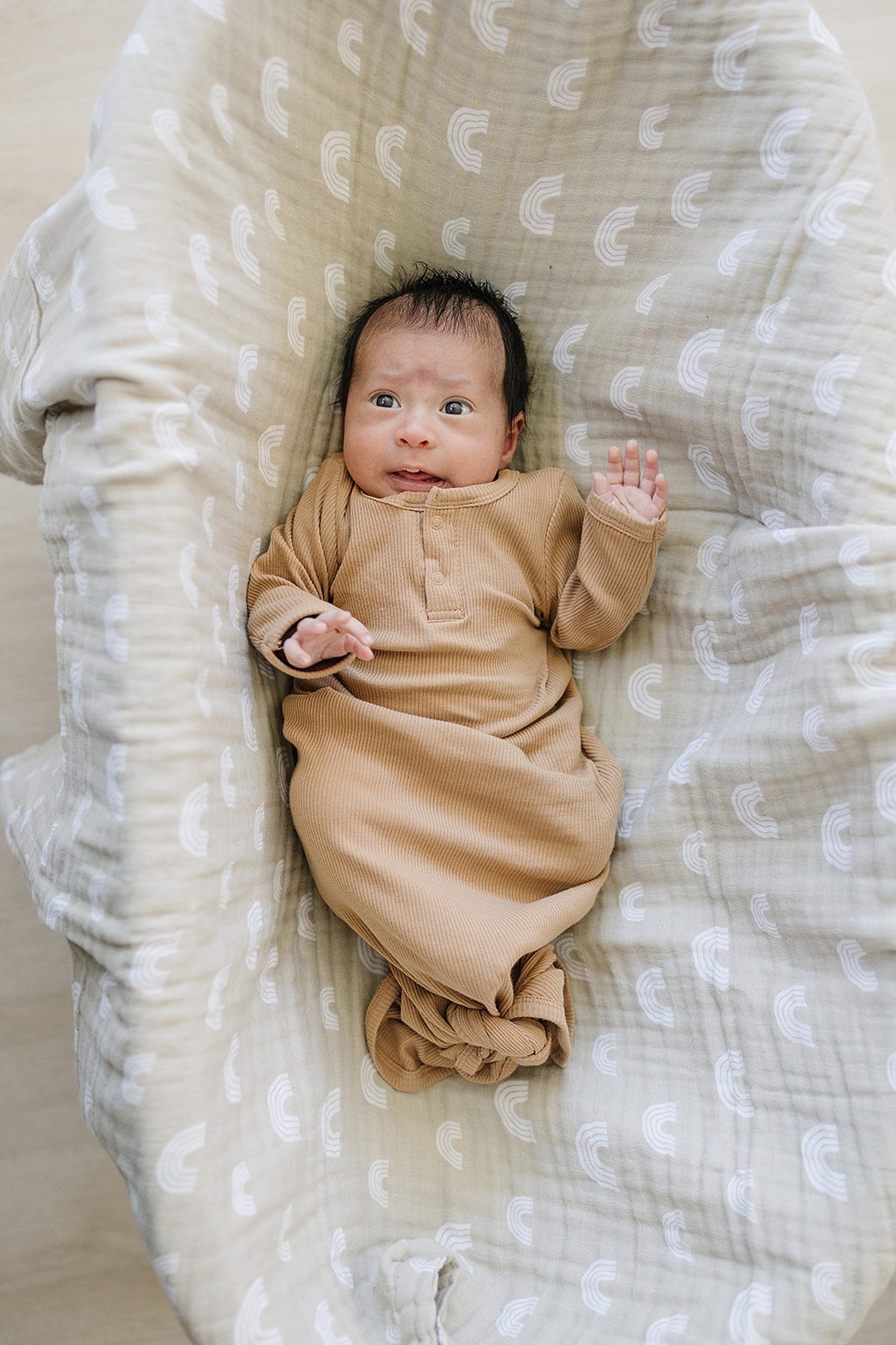 Cafe Ribbed Knot Gown, Baby Essentials, Organic Cotton