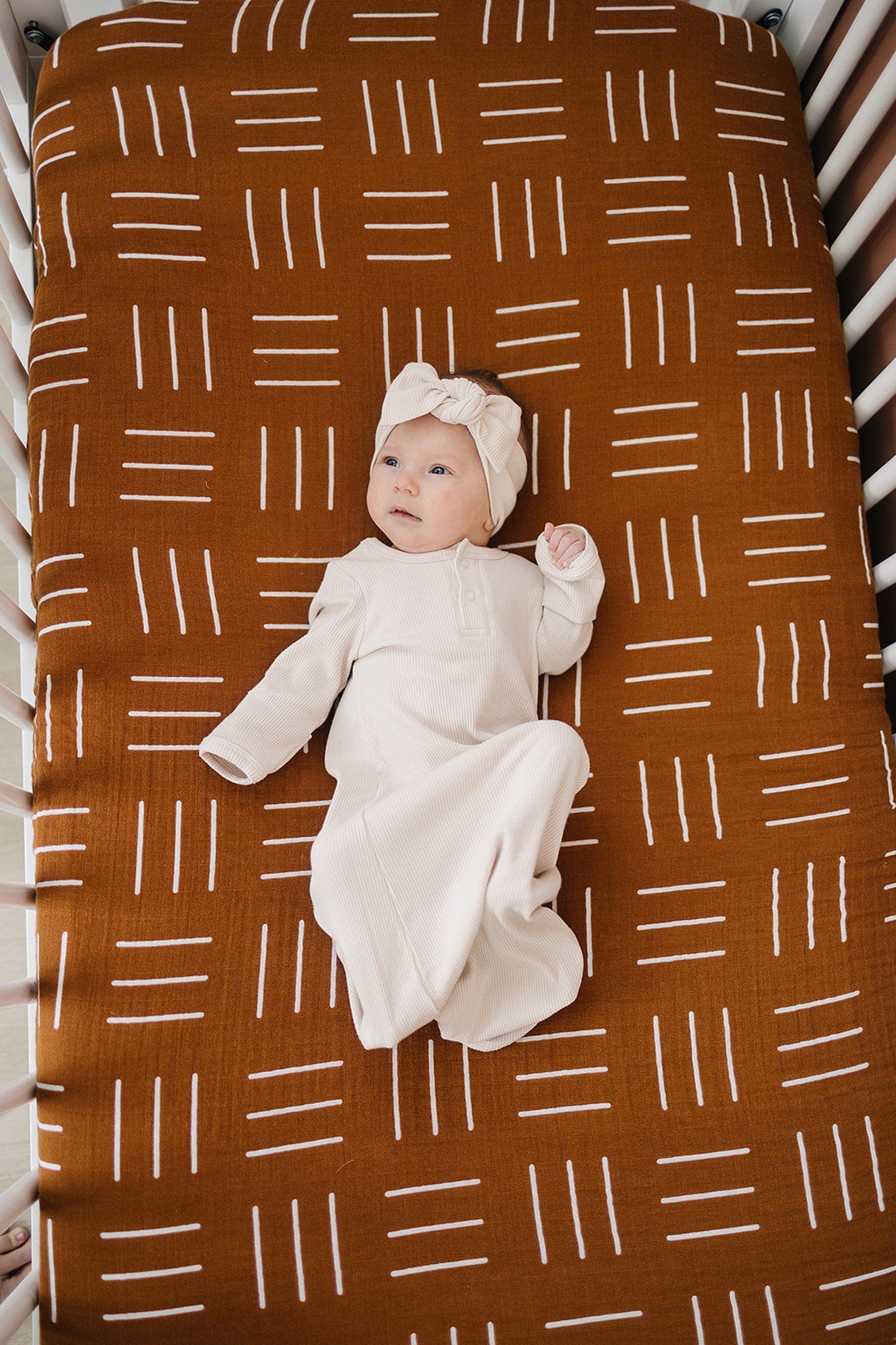 Mustard Mudcloth Muslin Crib Sheet, 100% Cotton, Baby Essentials