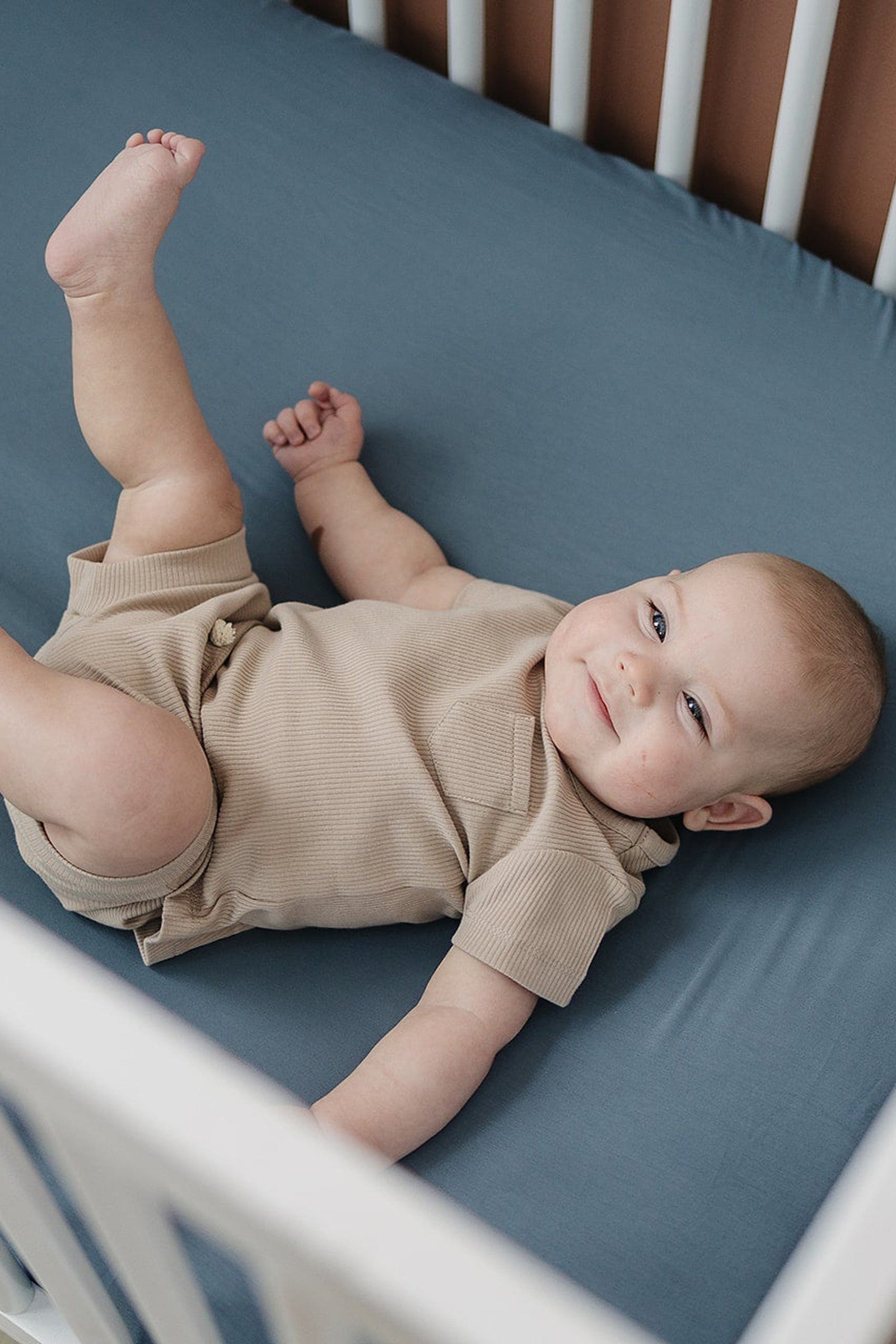 Dusty Blue Stretch Crib Sheet, Bamboo, Baby Essentials, Gender Neutral