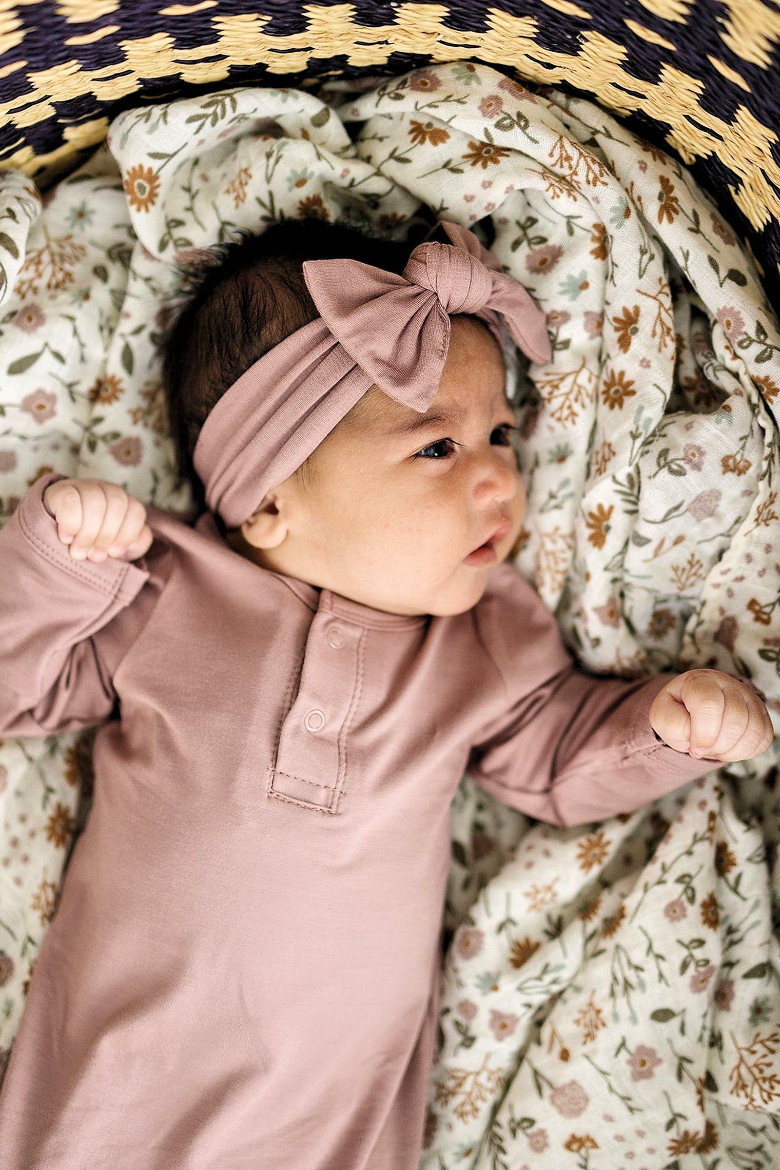 Baby Girl Dusty Rose Head Wrap, Bamboo, Baby