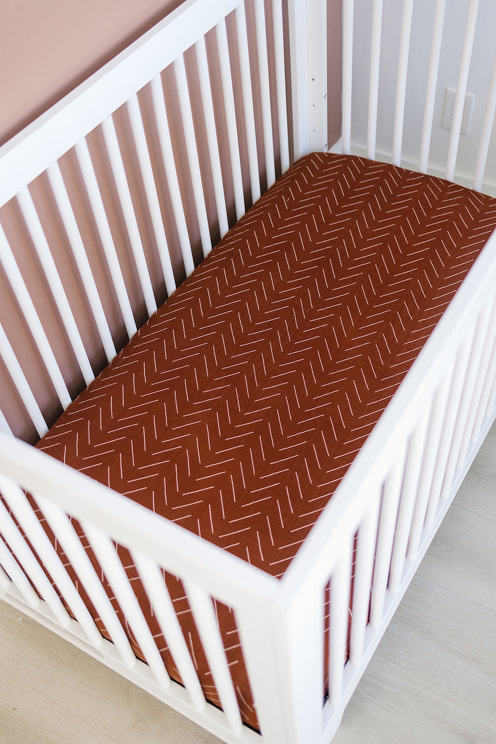 Rust Mudcloth Muslin Crib Sheet, 100% Cotton, Baby Essentials