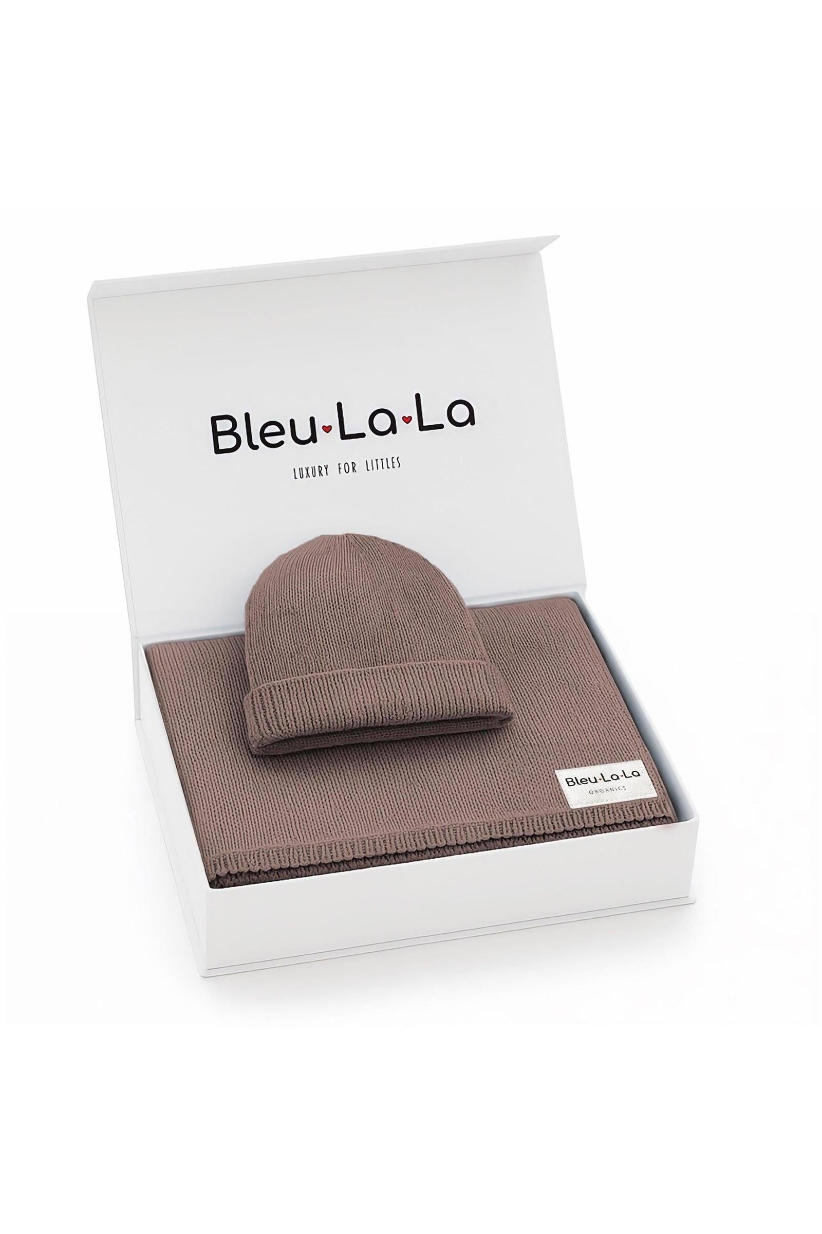 Luxe Collection Knit Baby Blanket + Hat Set with Gift Box, 100% Organic Cotton