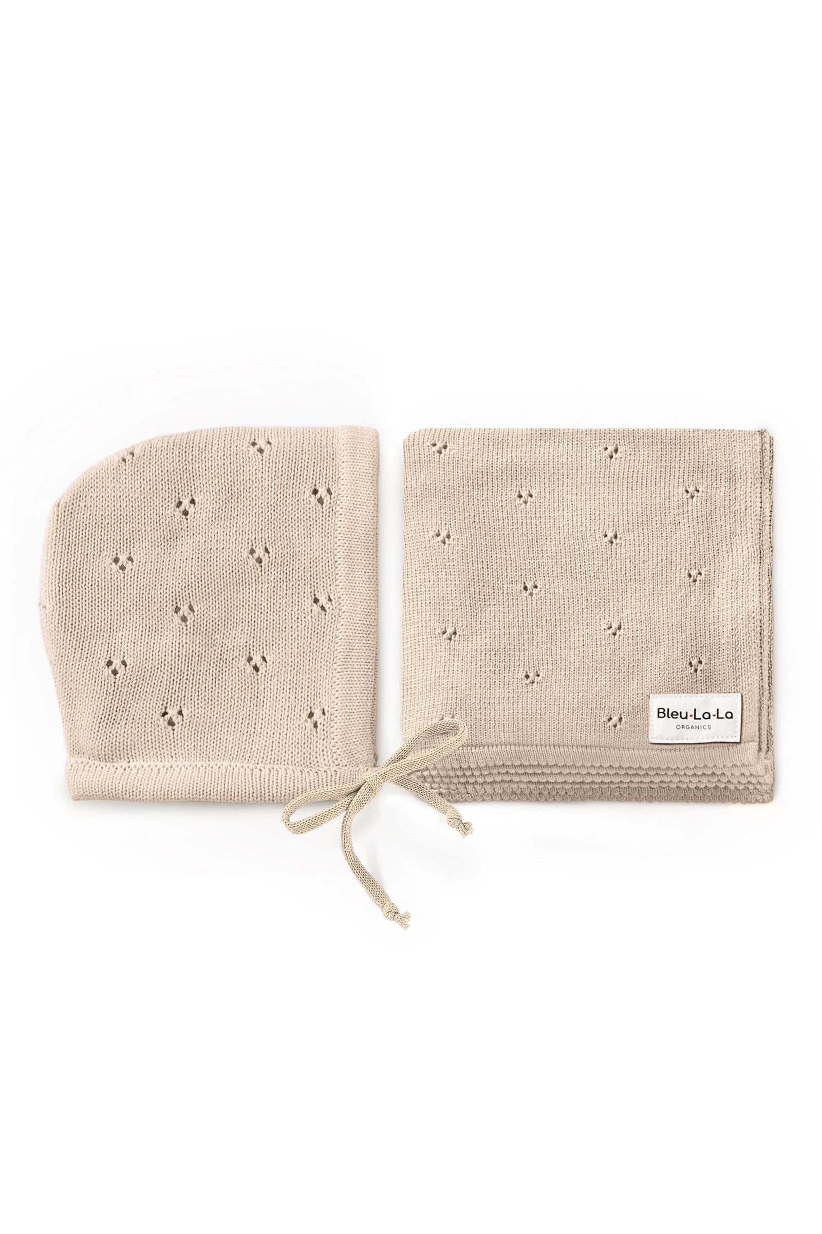 Organic Pointelle Swaddle Blanket + Hat Gift Set