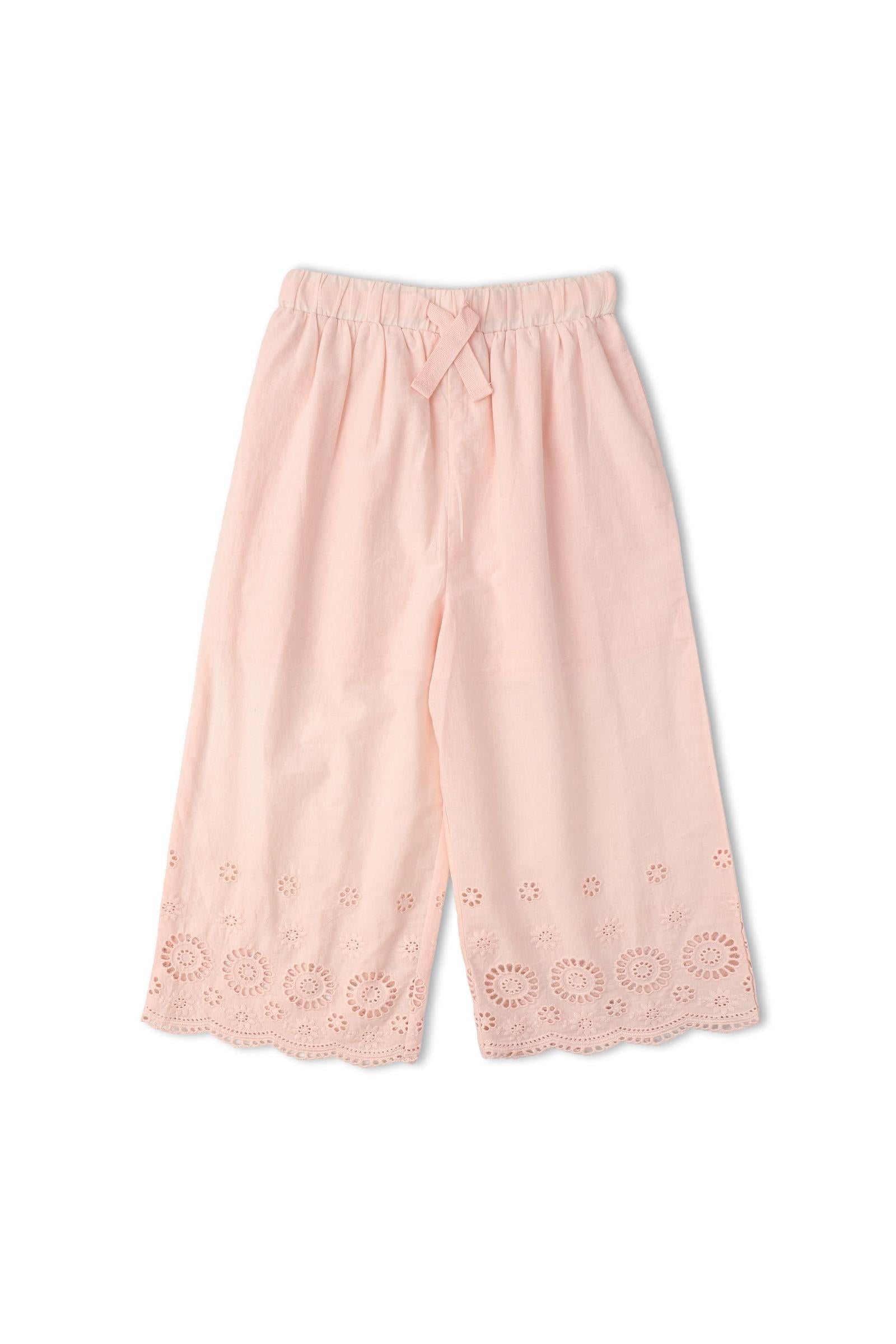 Organic Eyelet Top And Pant Set - Blush Eyelet